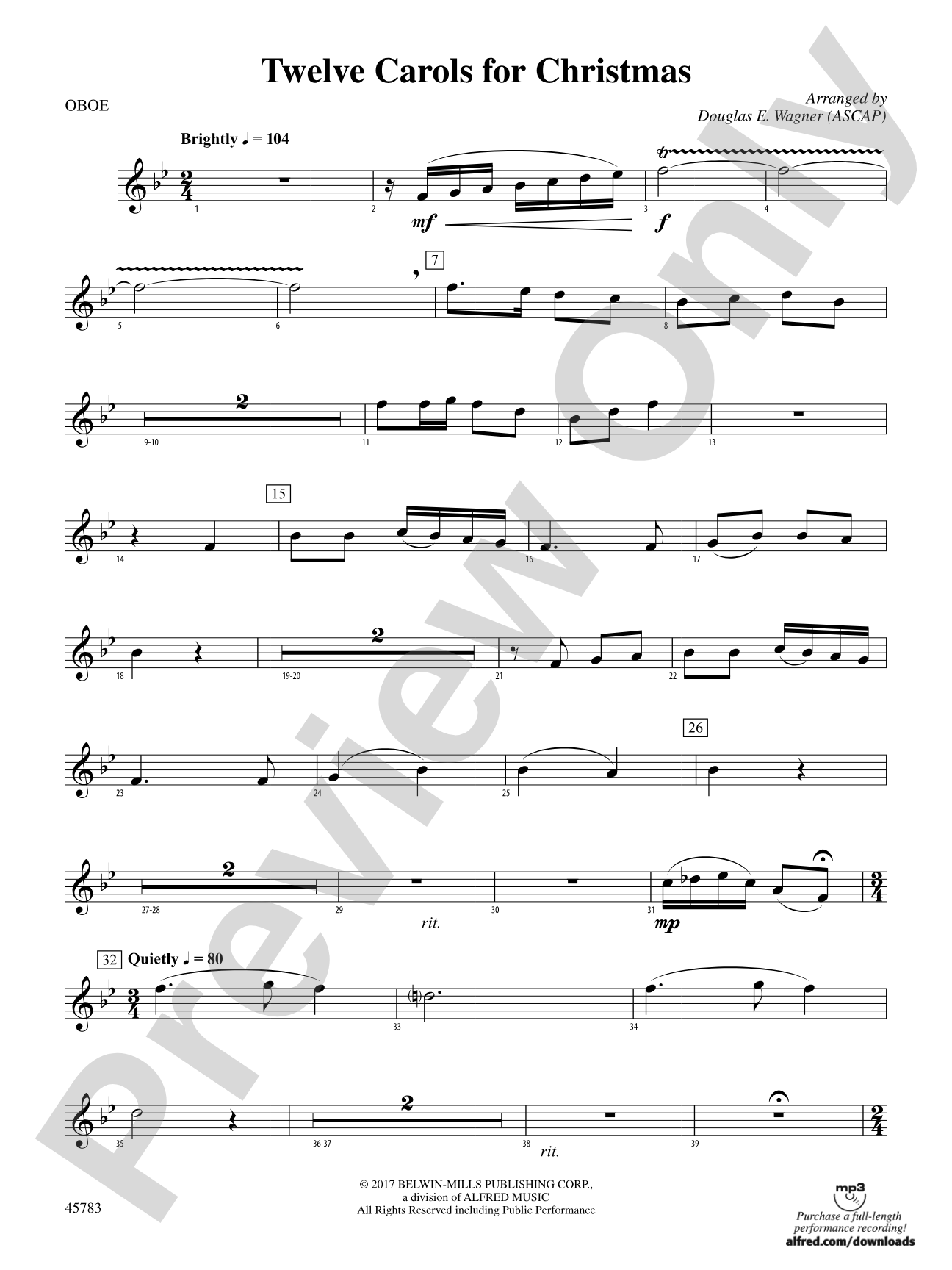 Twelve Carols for Christmas: Oboe