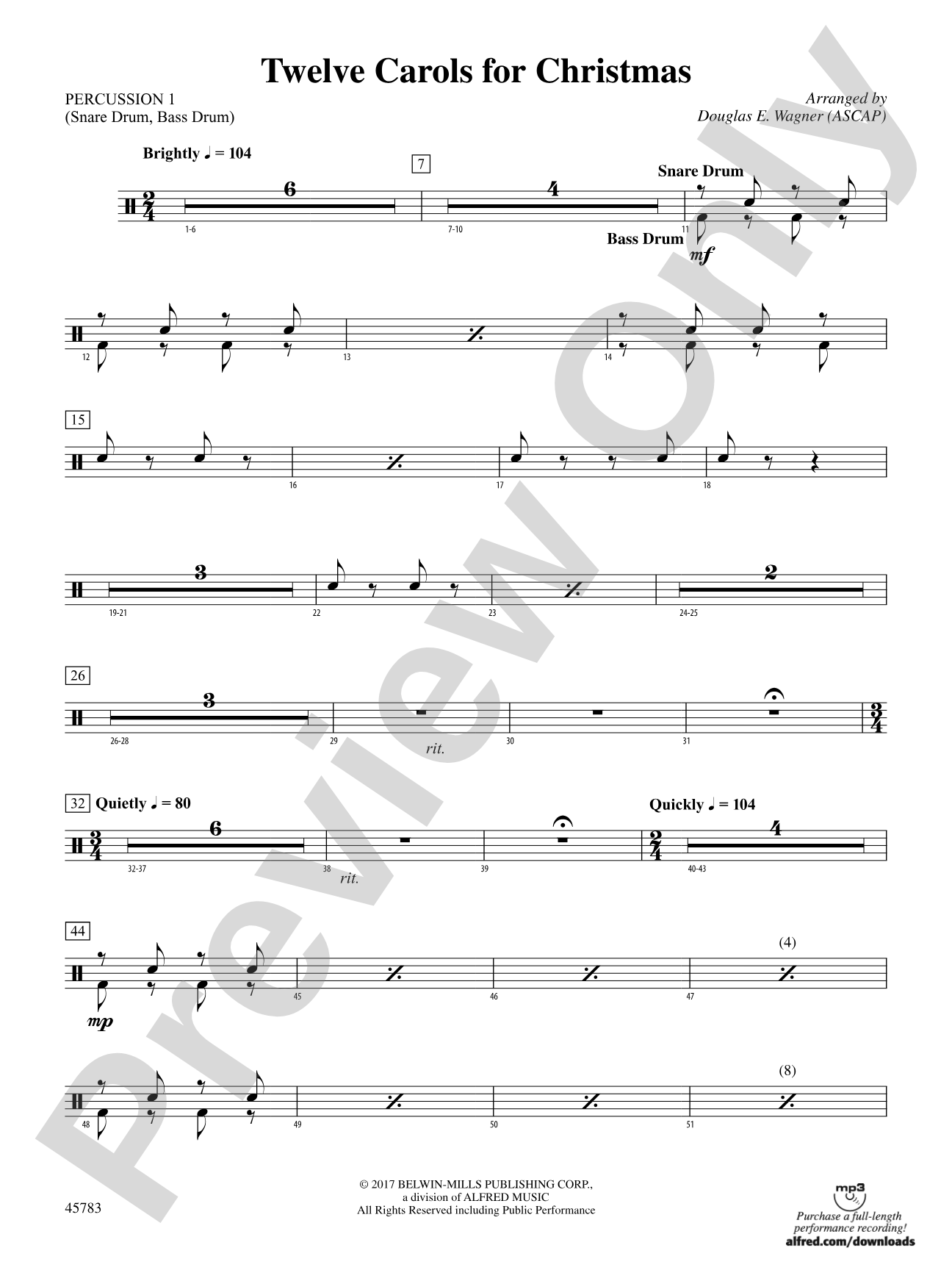 Twelve Carols for Christmas: 1st Percussion