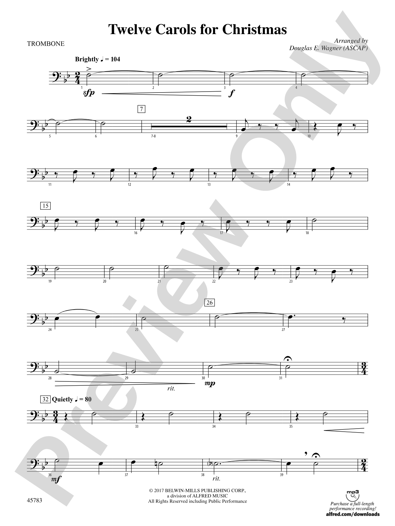 Twelve Carols for Christmas: 1st Trombone