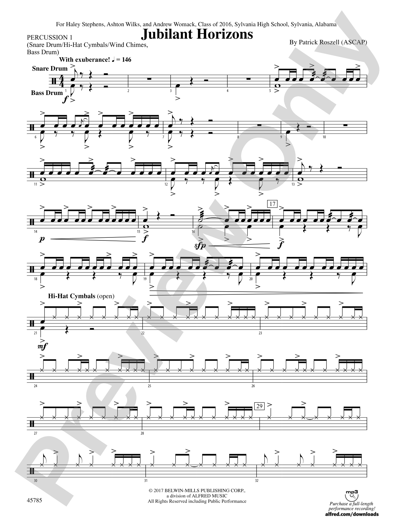 Jubilant Horizons: 1st Percussion