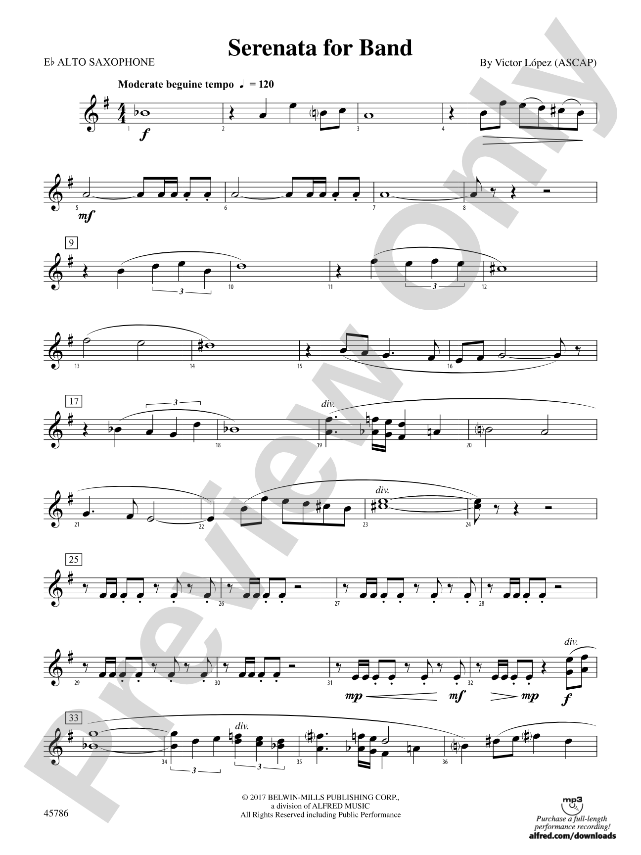 Serenata for Band: E-flat Alto Saxophone