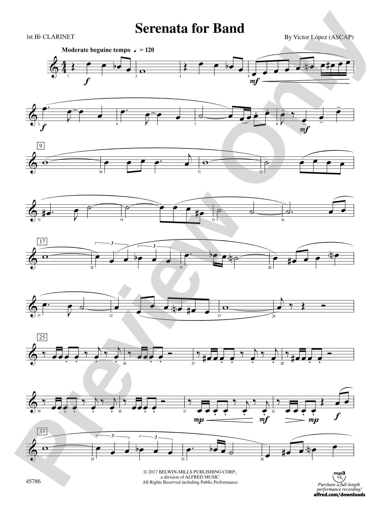 Serenata for Band: 1st B-flat Clarinet