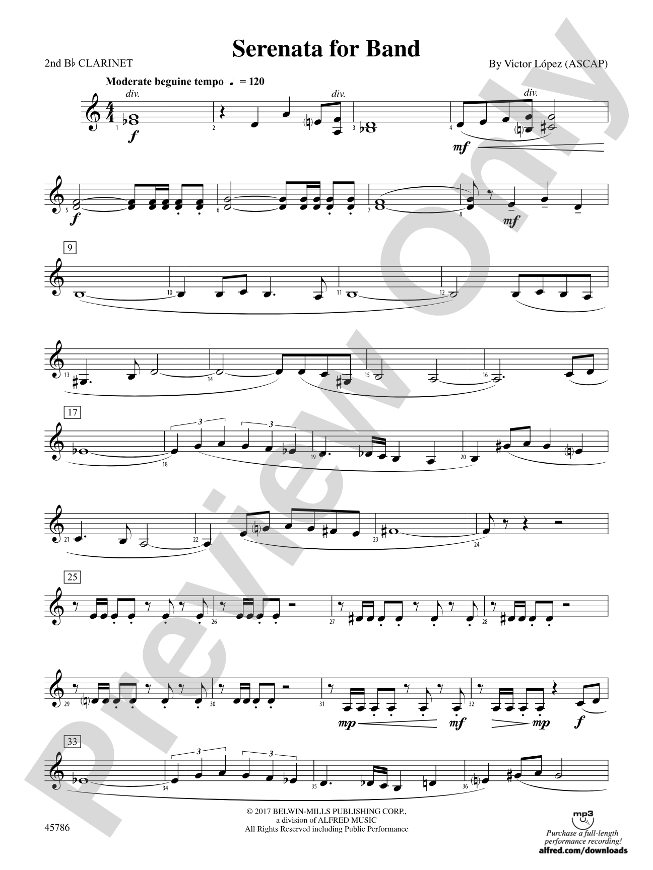 Serenata for Band: 2nd B-flat Clarinet