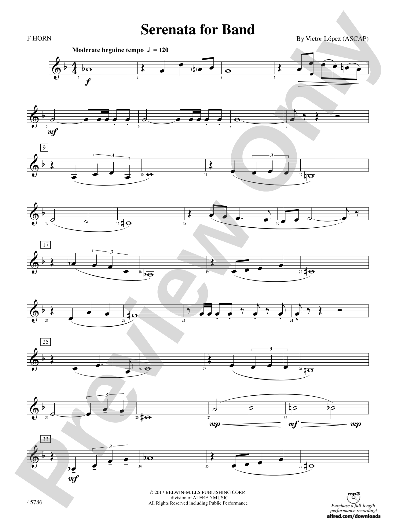 Serenata for Band: 1st F Horn