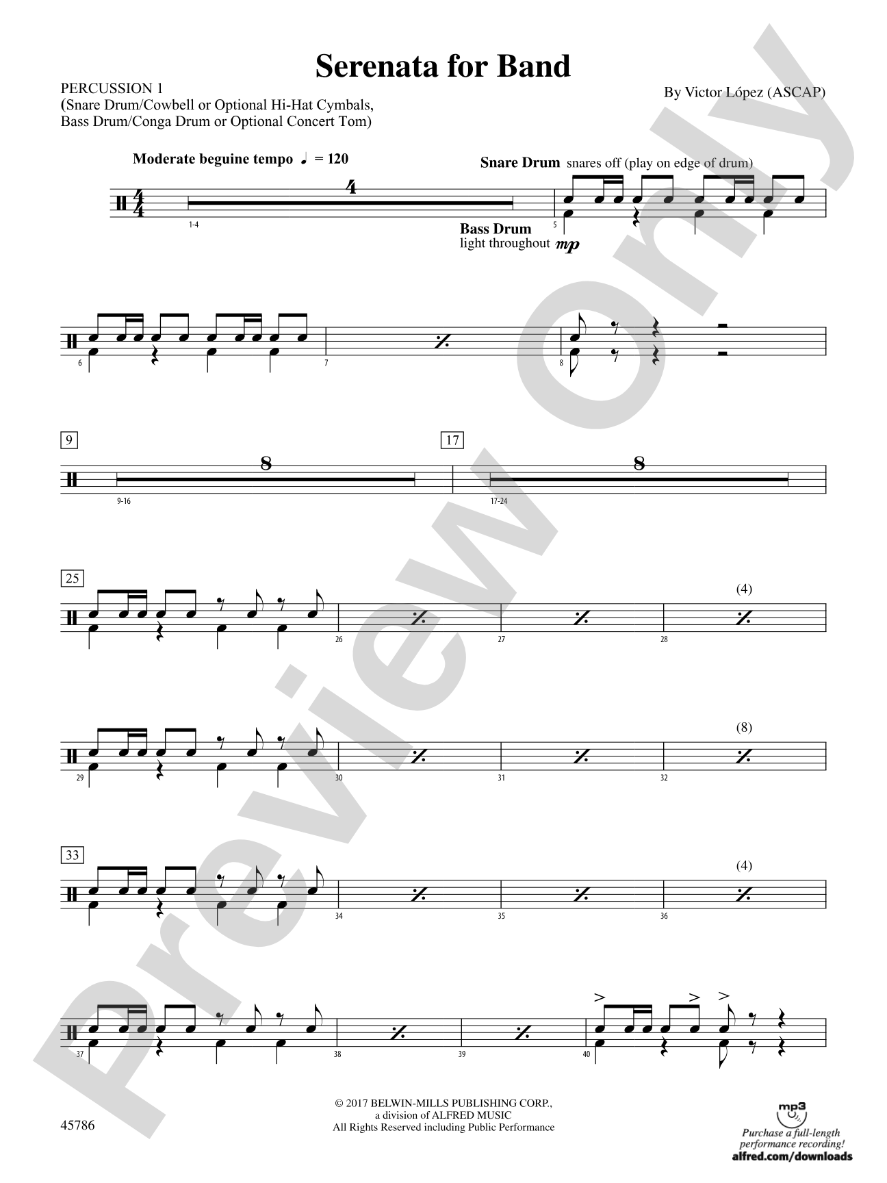 Serenata for Band: 1st Percussion