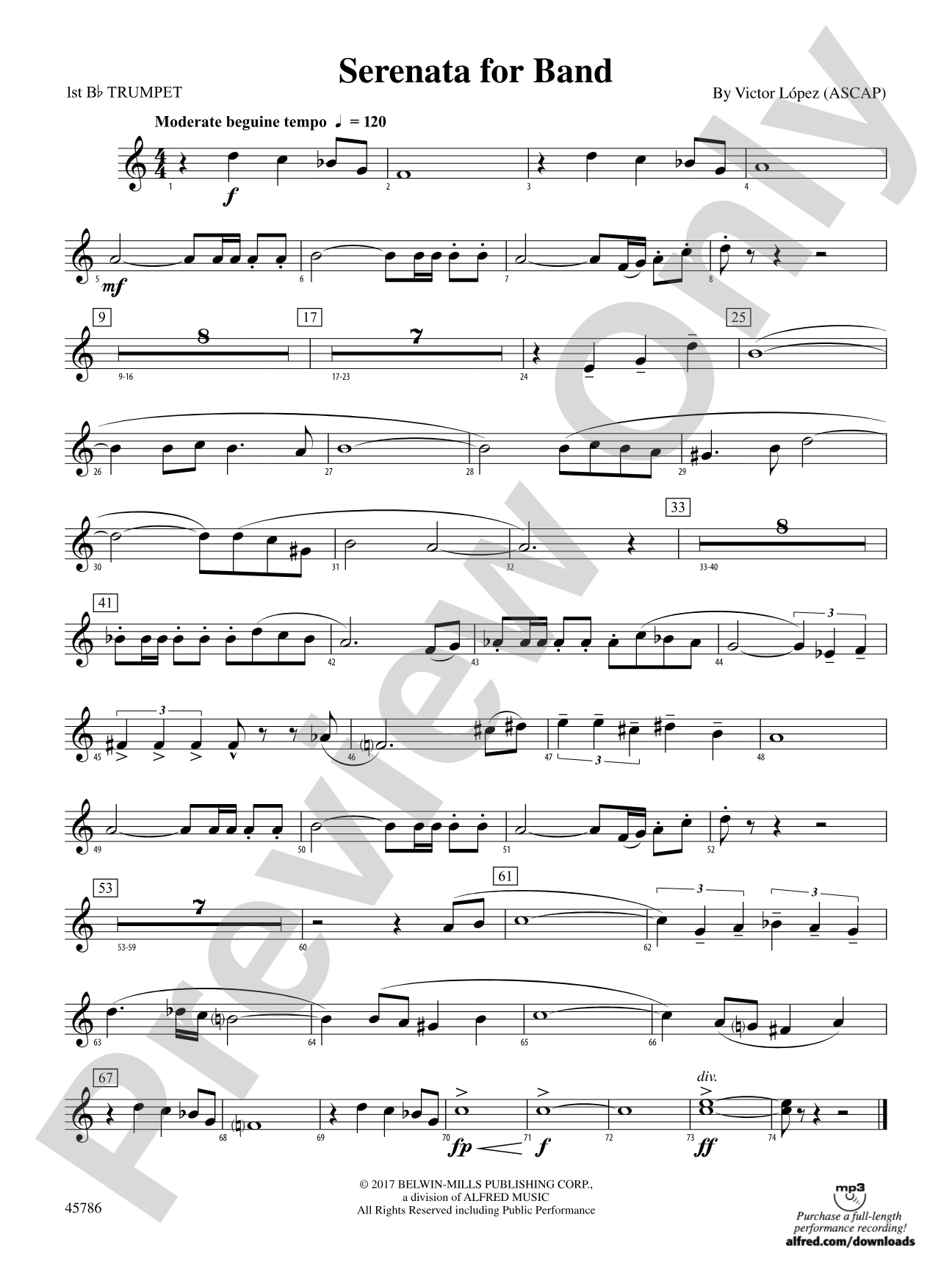 Serenata for Band: 1st B-flat Trumpet
