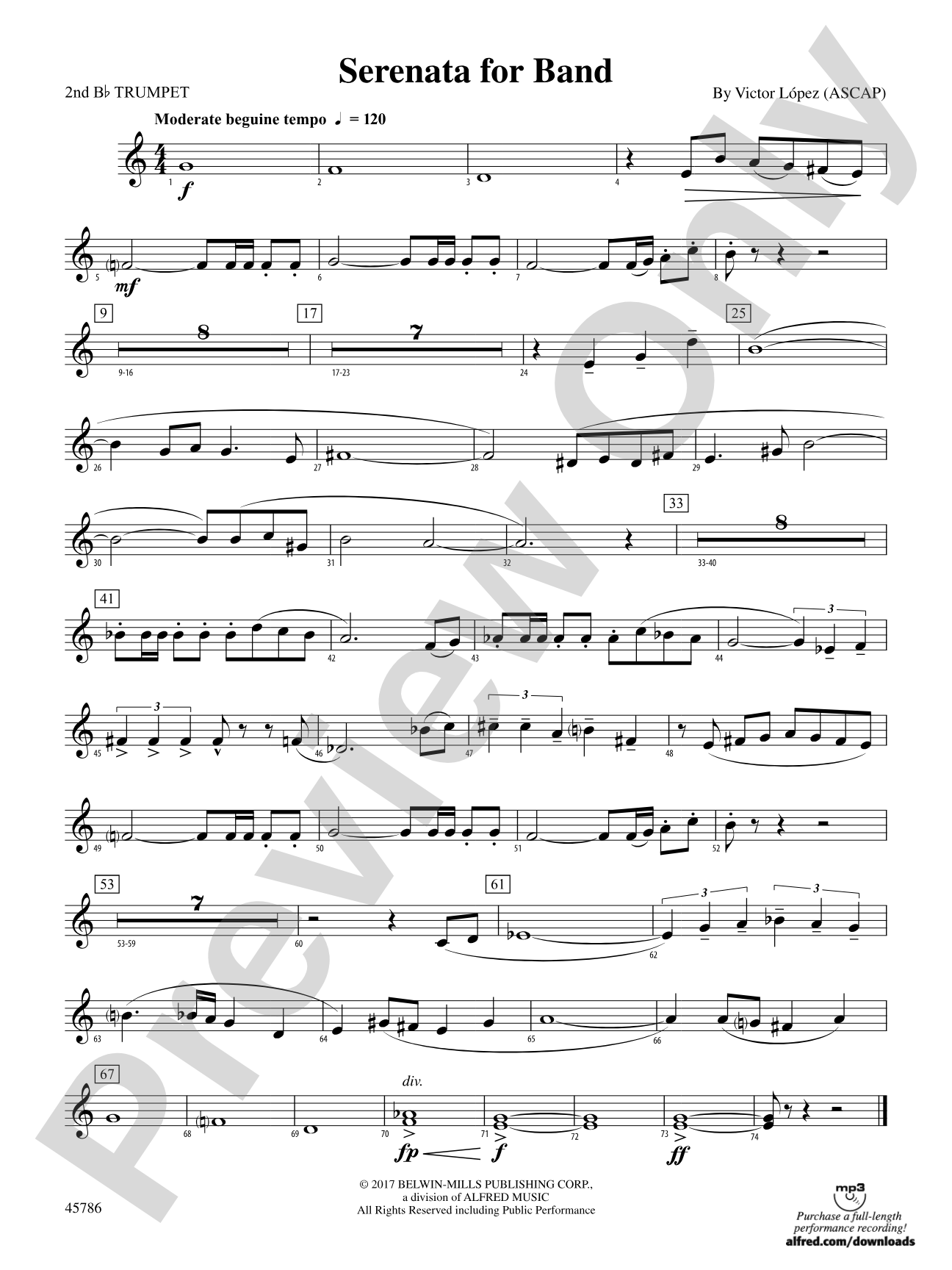 Serenata for Band: 2nd B-flat Trumpet