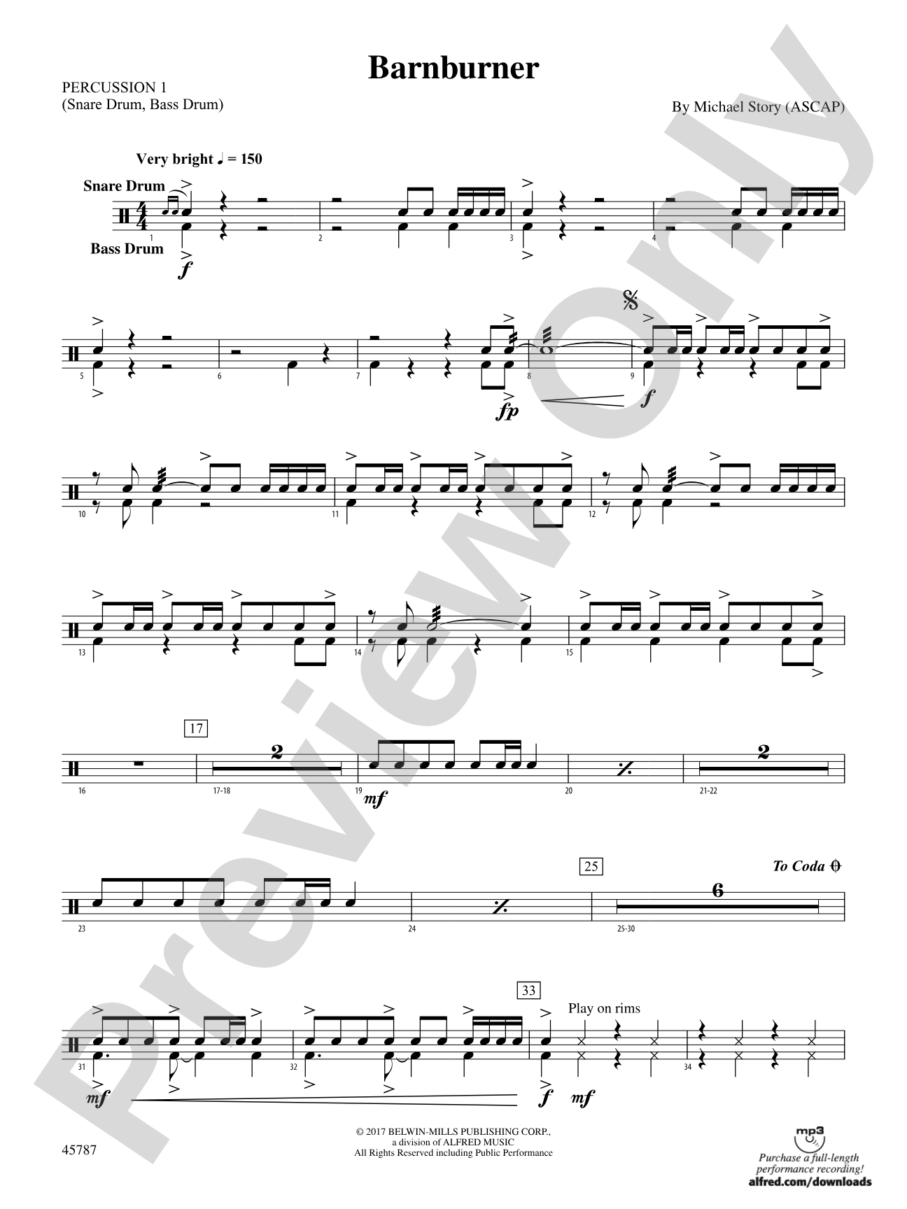 Barnburner: 1st Percussion