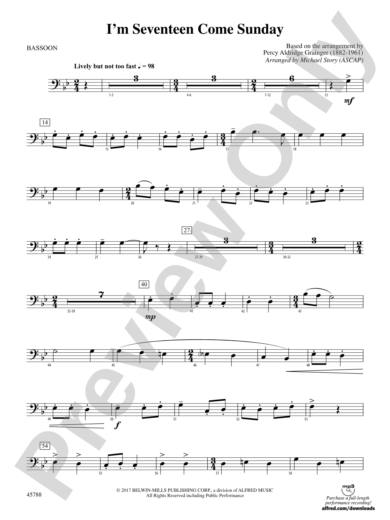 I'm Seventeen Come Sunday: Bassoon
