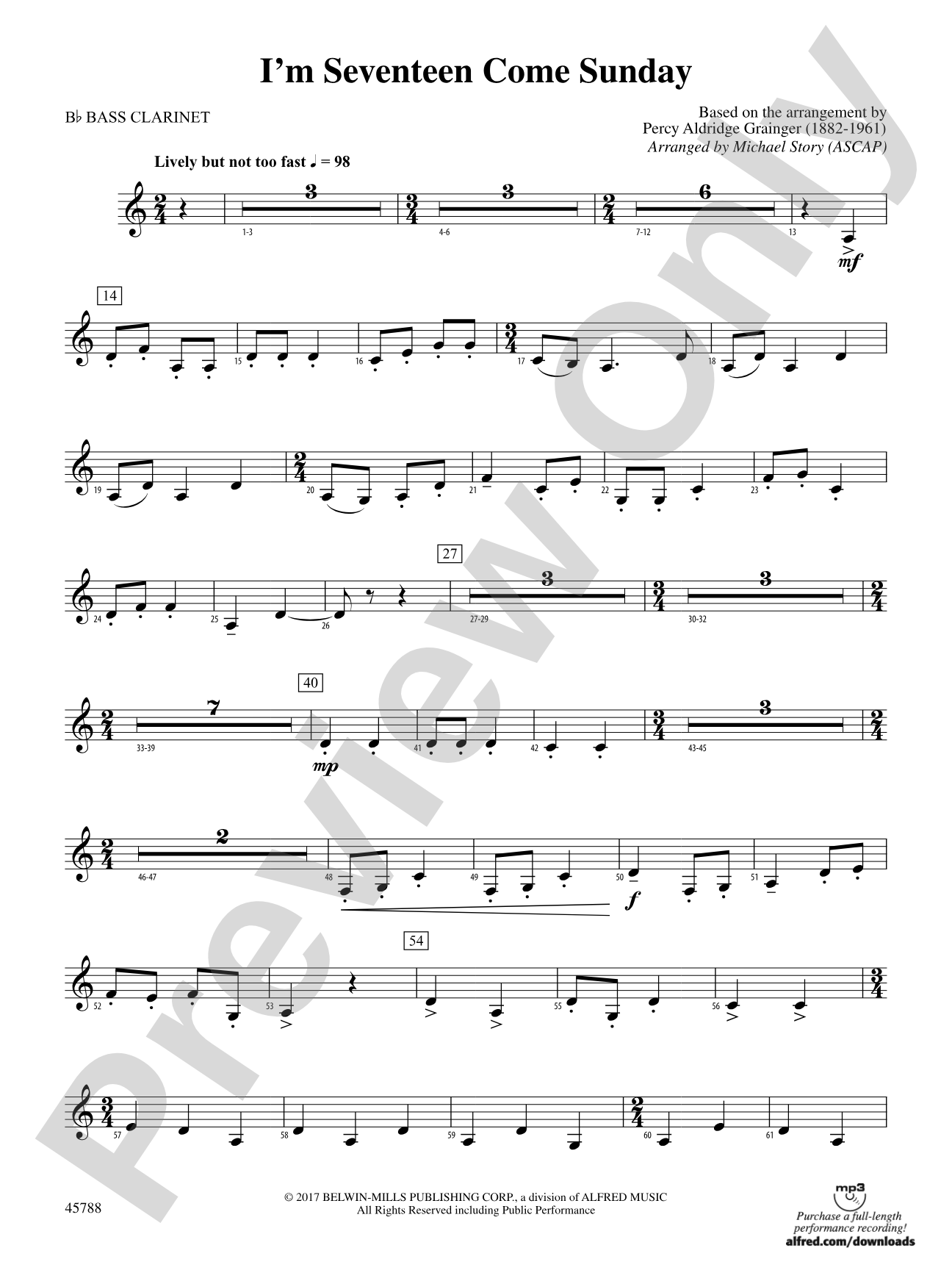 I'm Seventeen Come Sunday: B-flat Bass Clarinet