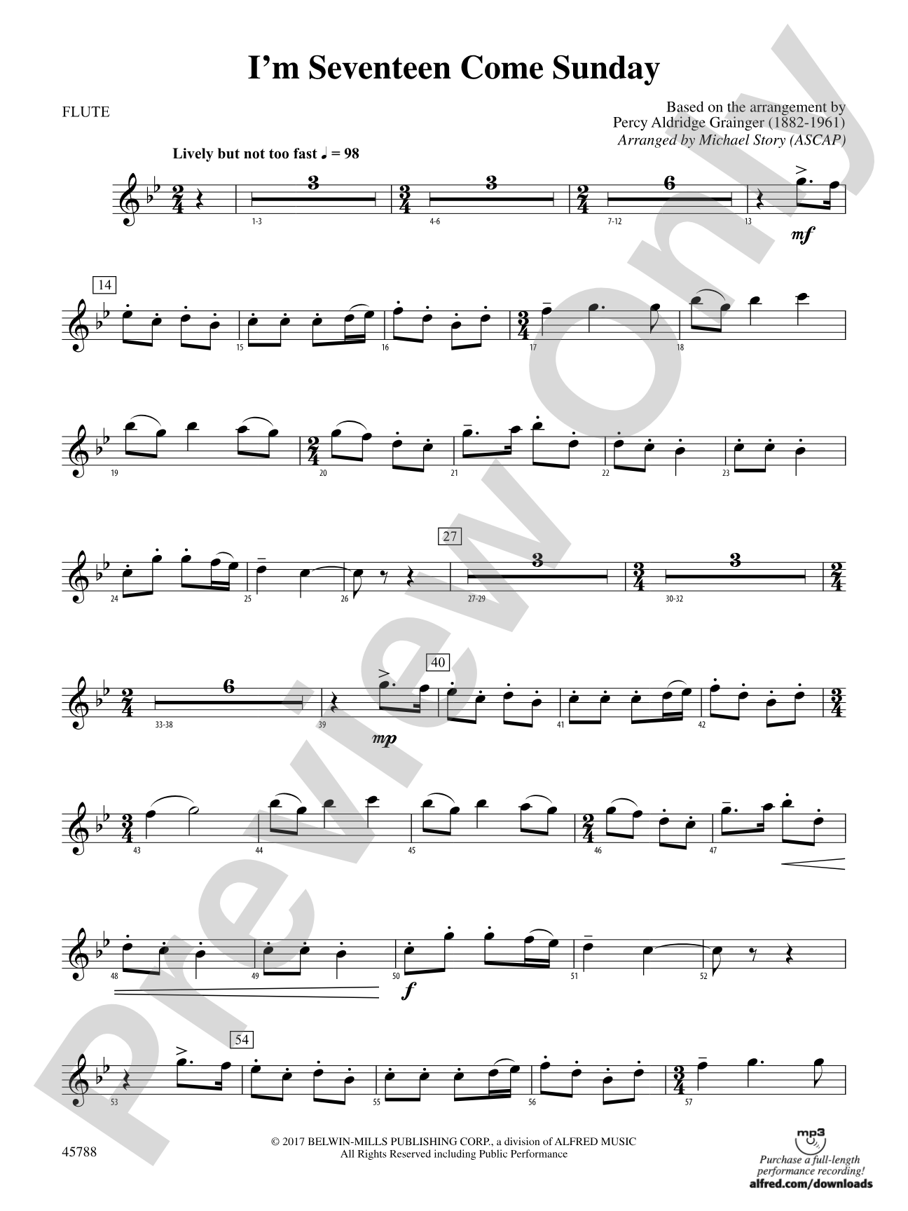 I'm Seventeen Come Sunday: Flute