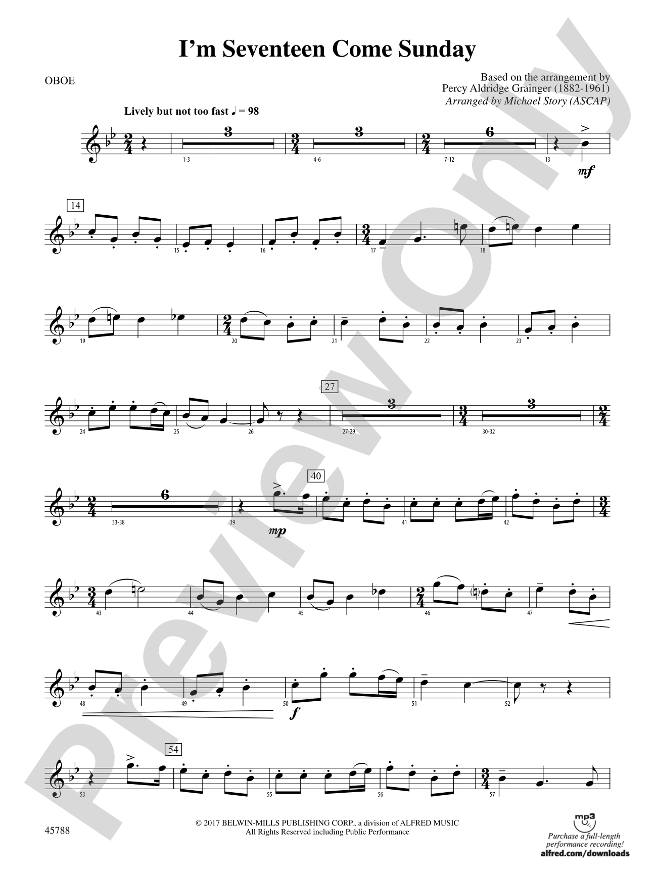 I'm Seventeen Come Sunday: Oboe