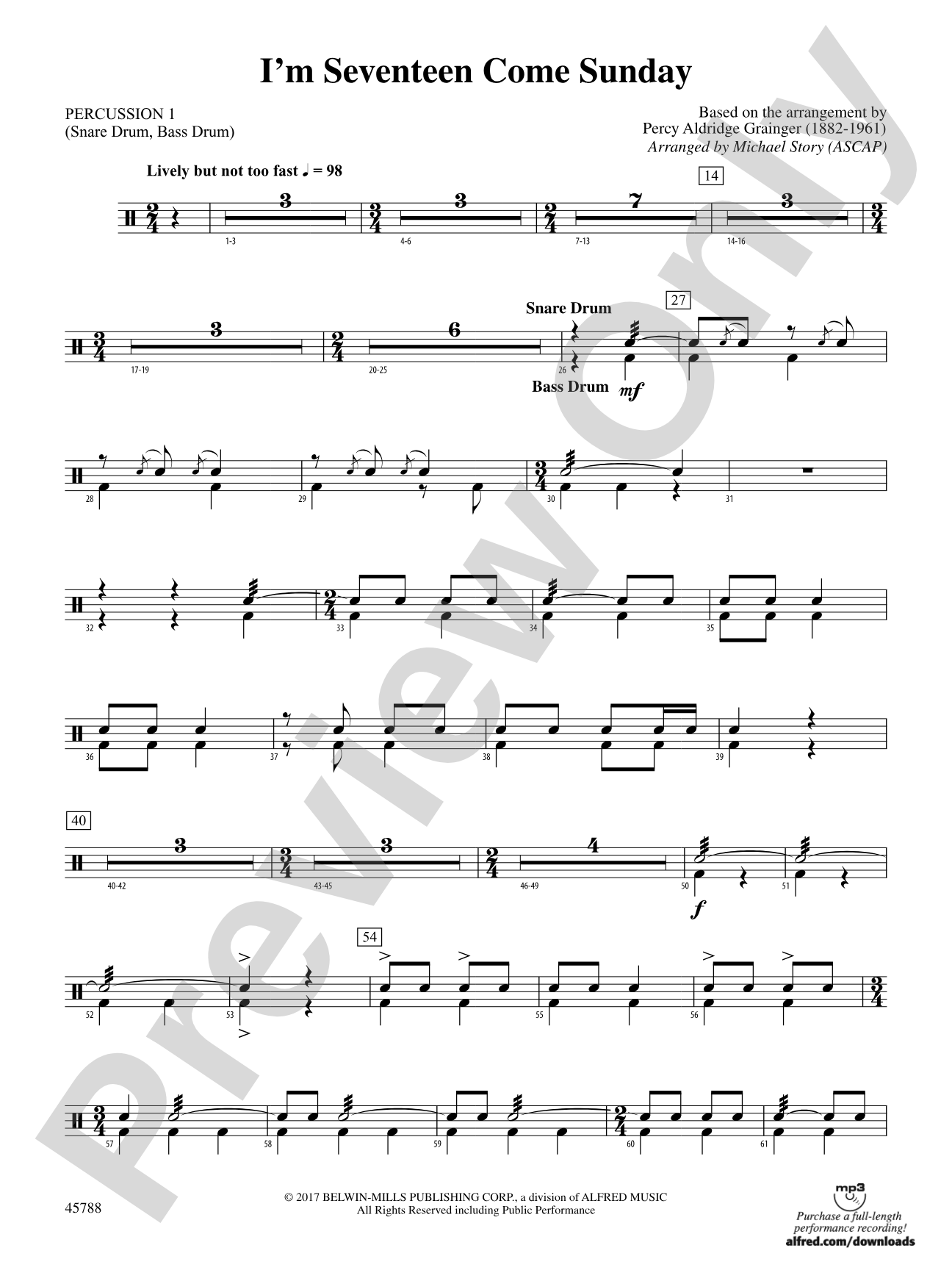 I'm Seventeen Come Sunday: 1st Percussion