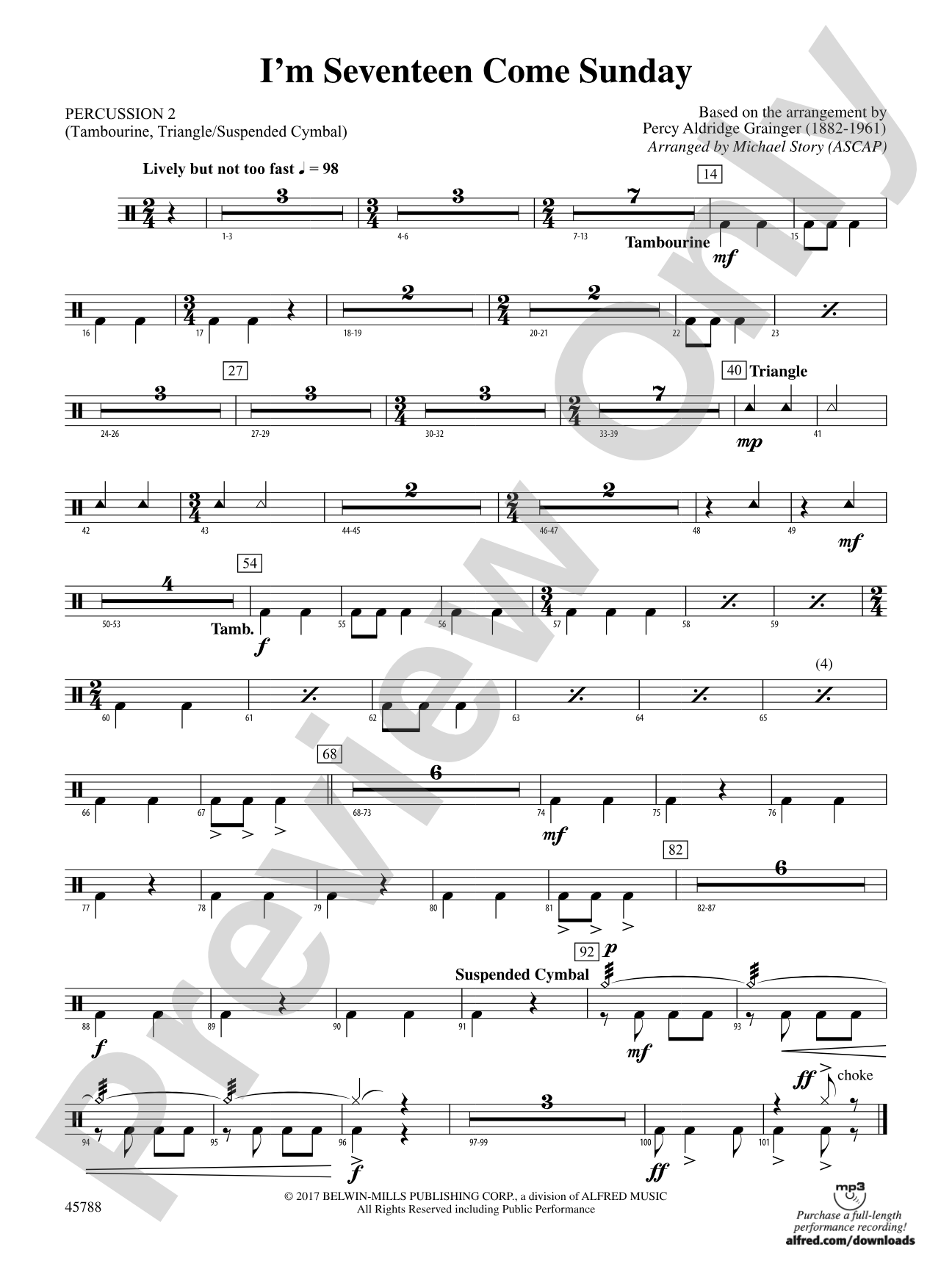 I'm Seventeen Come Sunday: 2nd Percussion