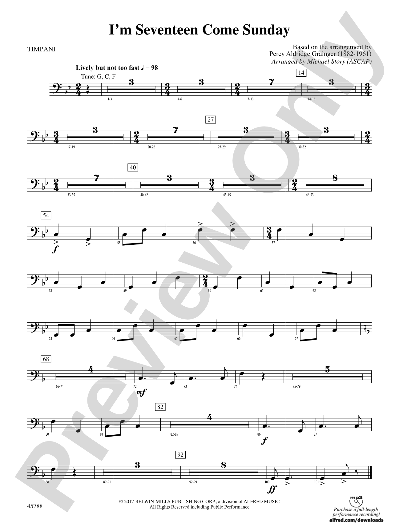 I'm Seventeen Come Sunday: Timpani