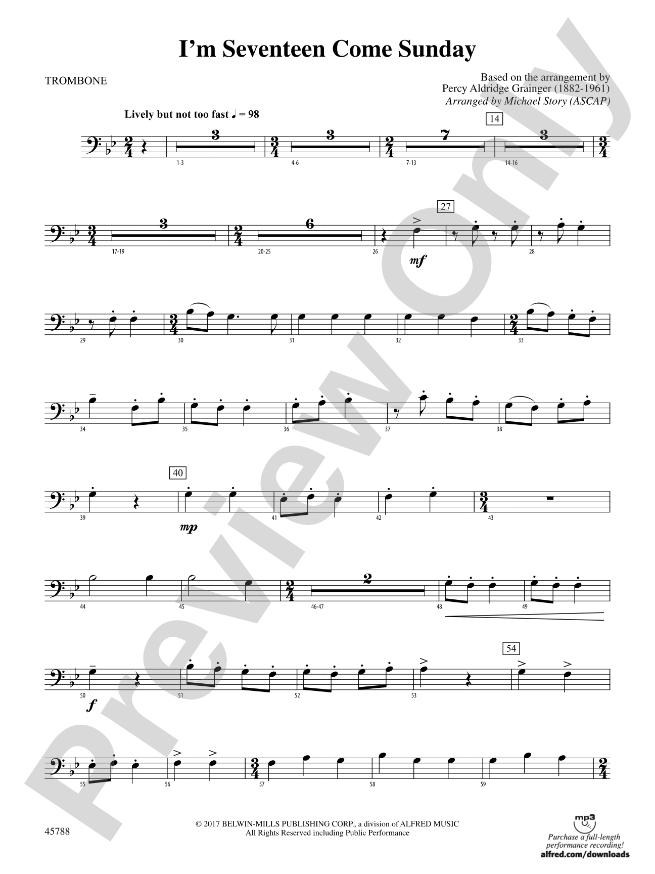 I'm Seventeen Come Sunday: 1st Trombone