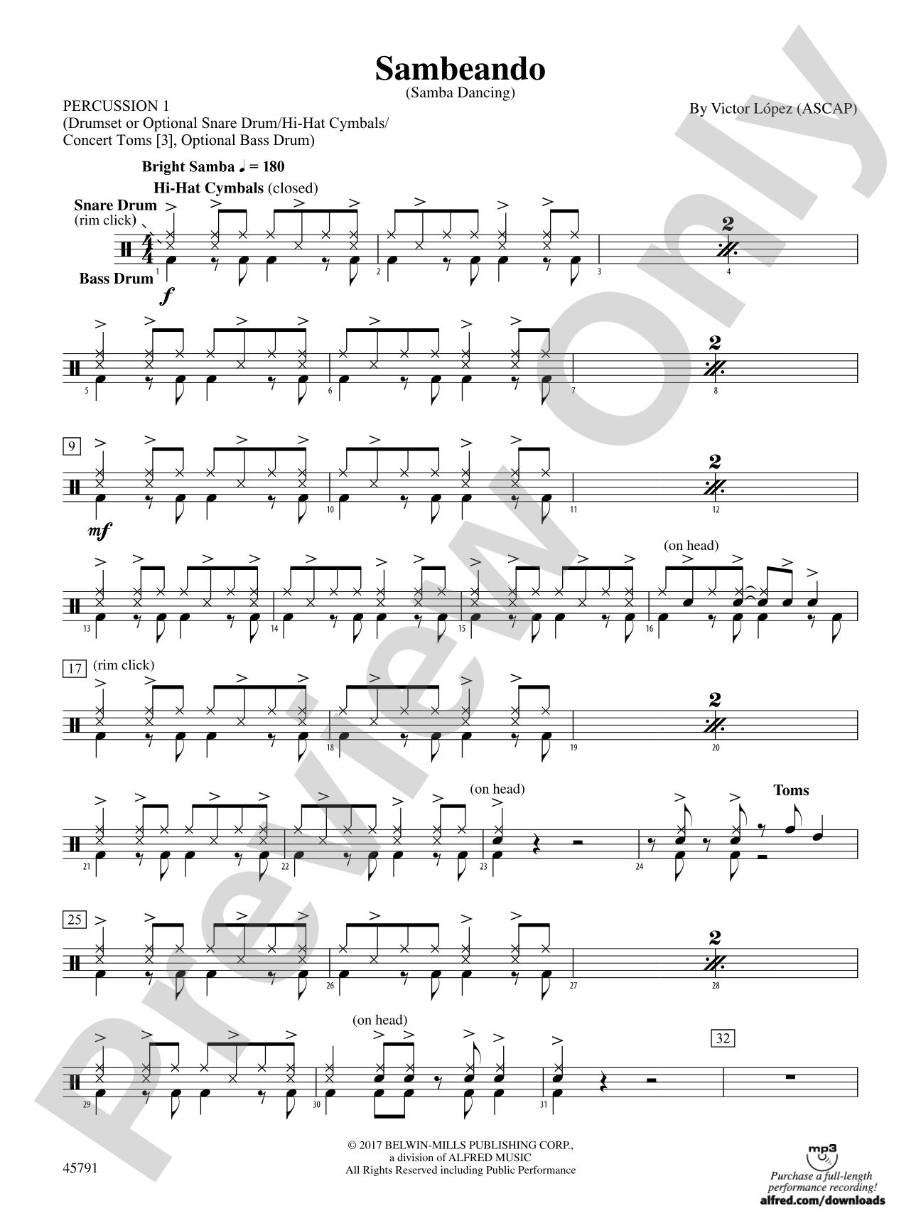 Sambeando: 1st Percussion
