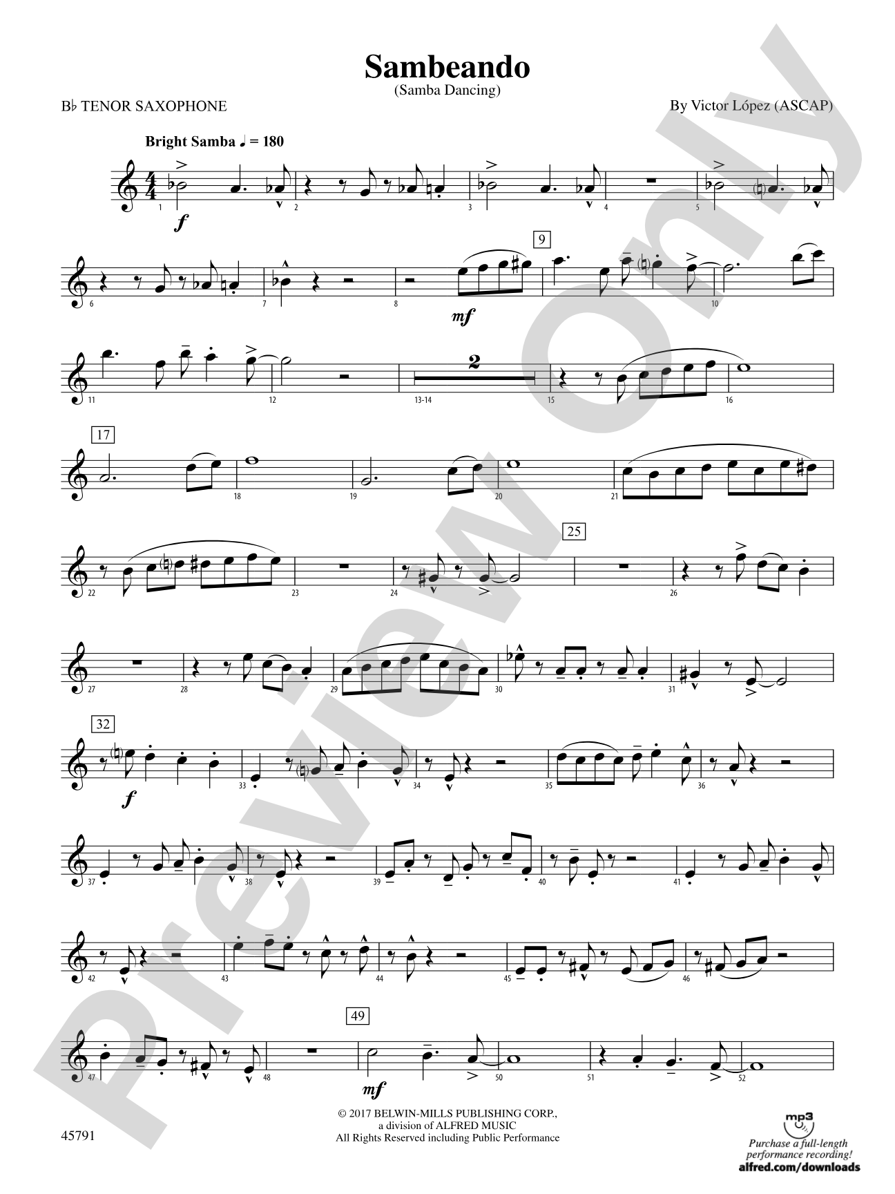 Sambeando: B-flat Tenor Saxophone