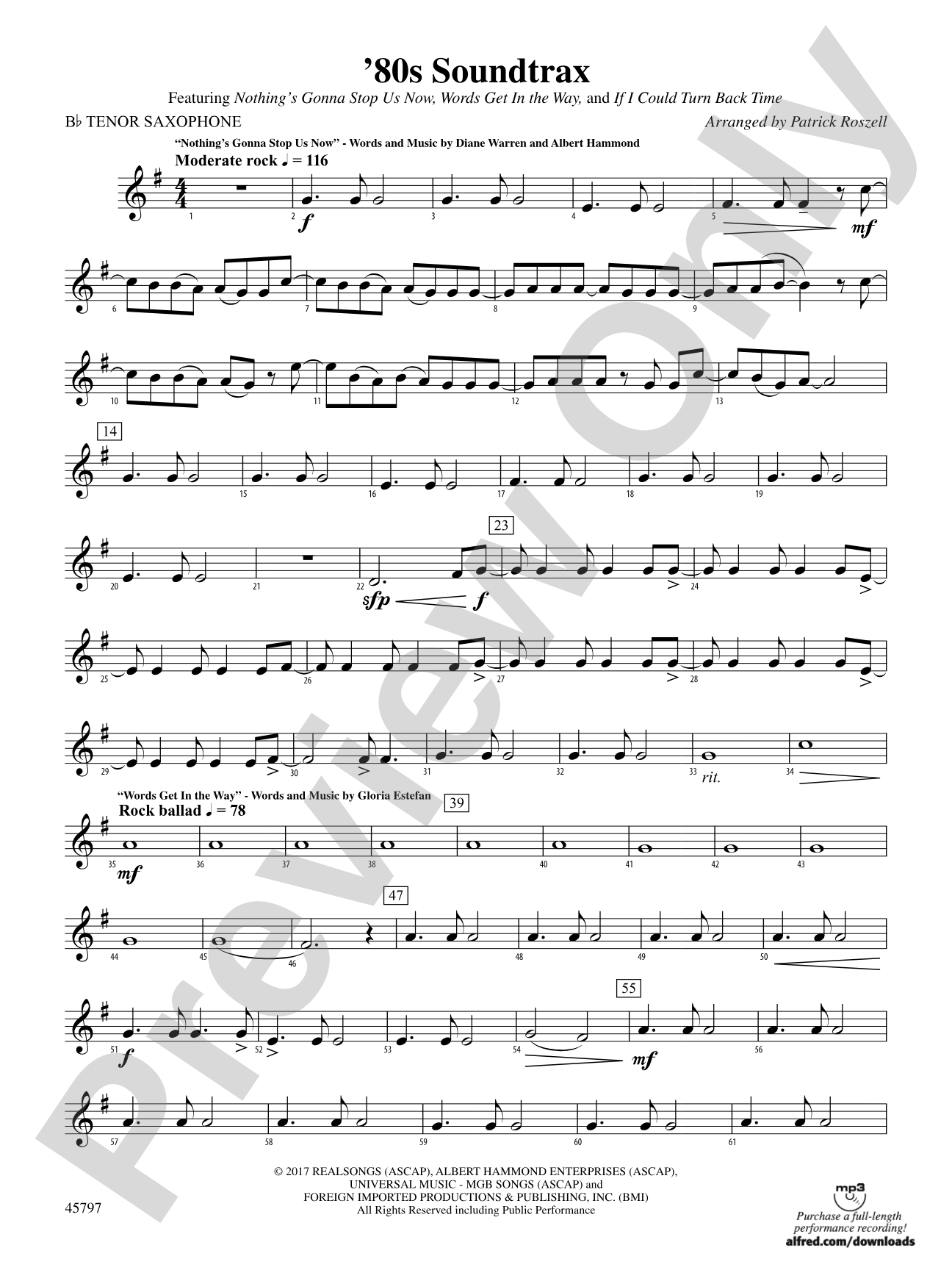'80s Soundtrax: B-flat Tenor Saxophone