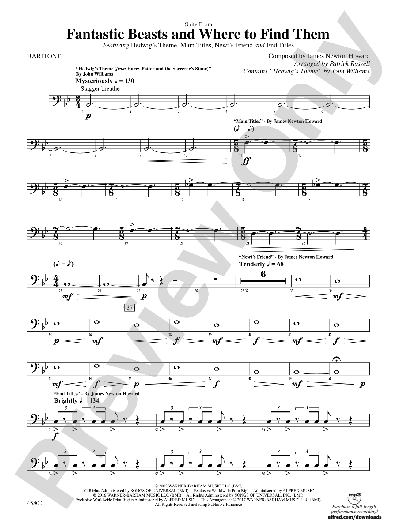 Suite from Fantastic Beasts and Where to Find Them: Baritone B.C.