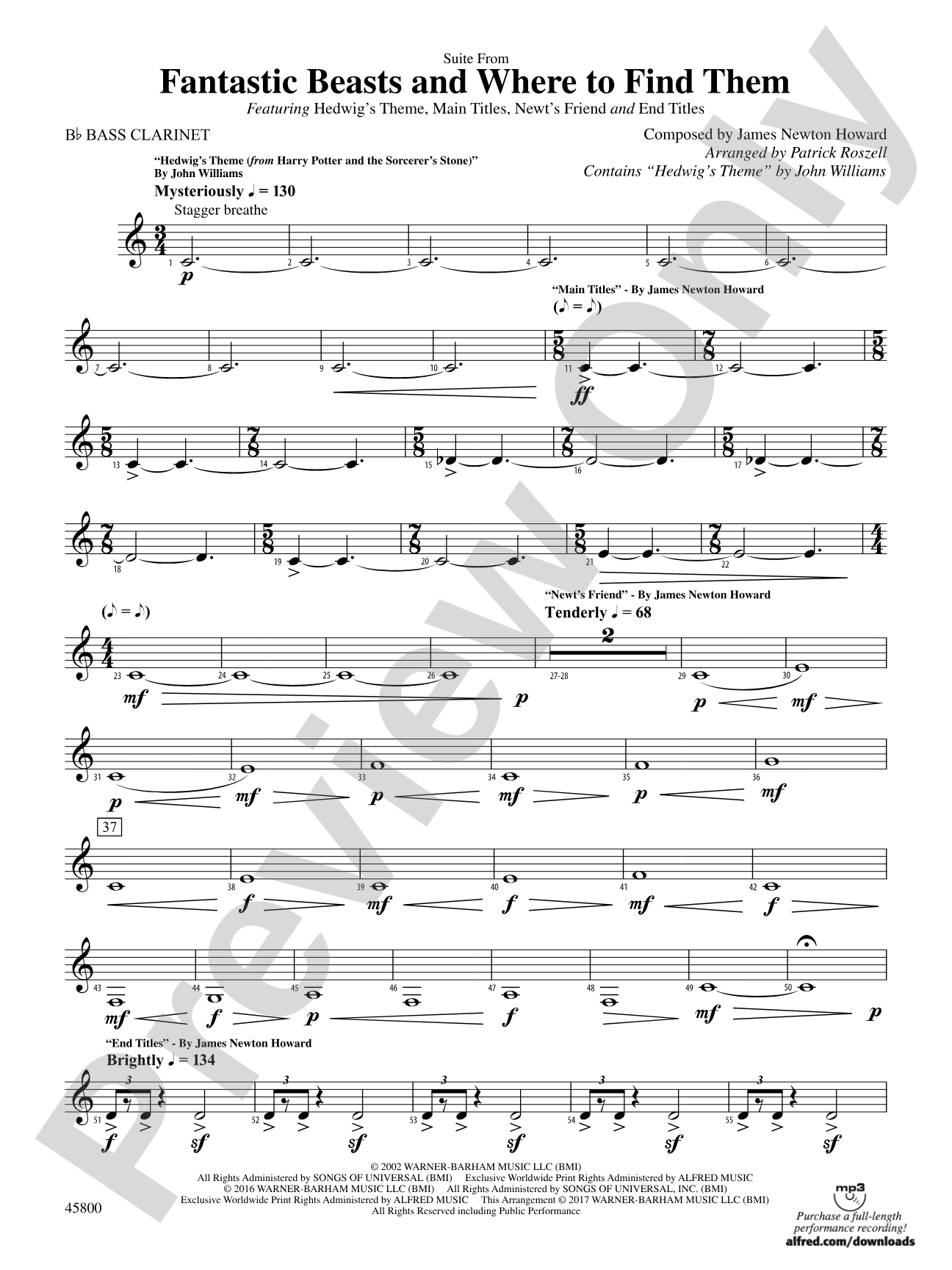 Suite from Fantastic Beasts and Where to Find Them: B-flat Bass Clarinet