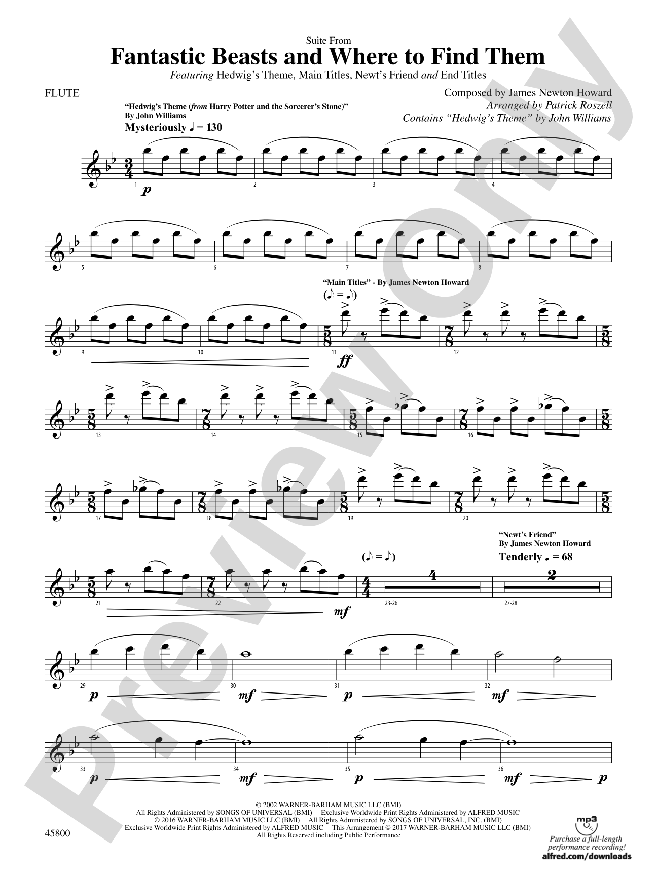 Suite from Fantastic Beasts and Where to Find Them: Flute