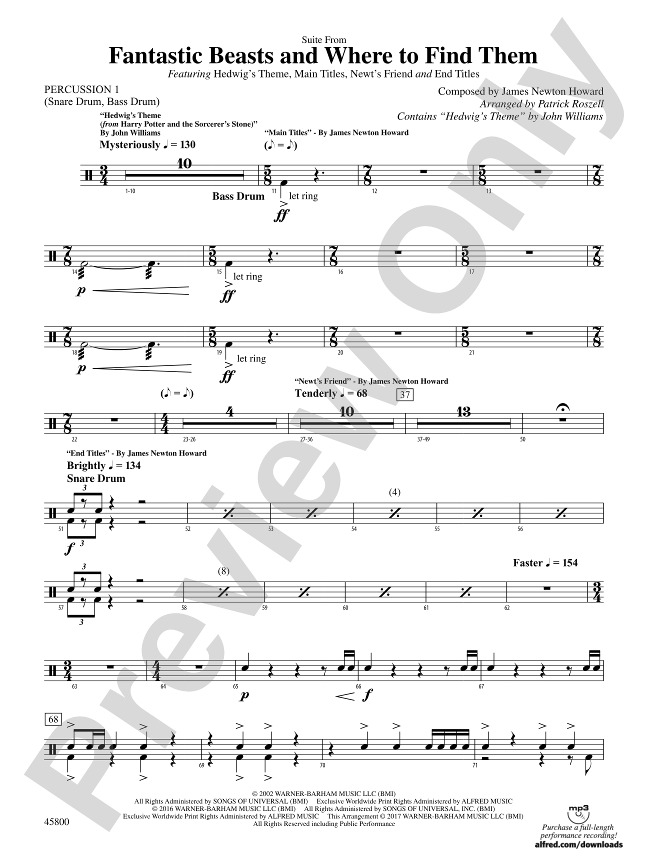 Suite from Fantastic Beasts and Where to Find Them: 1st Percussion