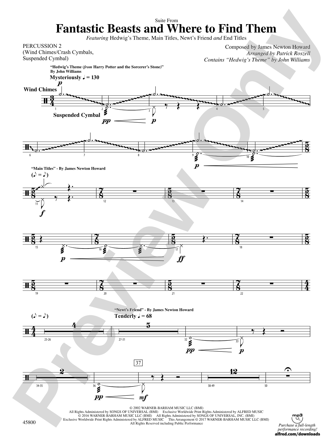 Suite from Fantastic Beasts and Where to Find Them: 2nd Percussion