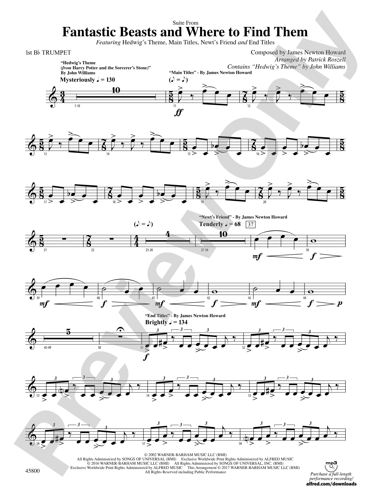 Suite from Fantastic Beasts and Where to Find Them: 1st B-flat Trumpet
