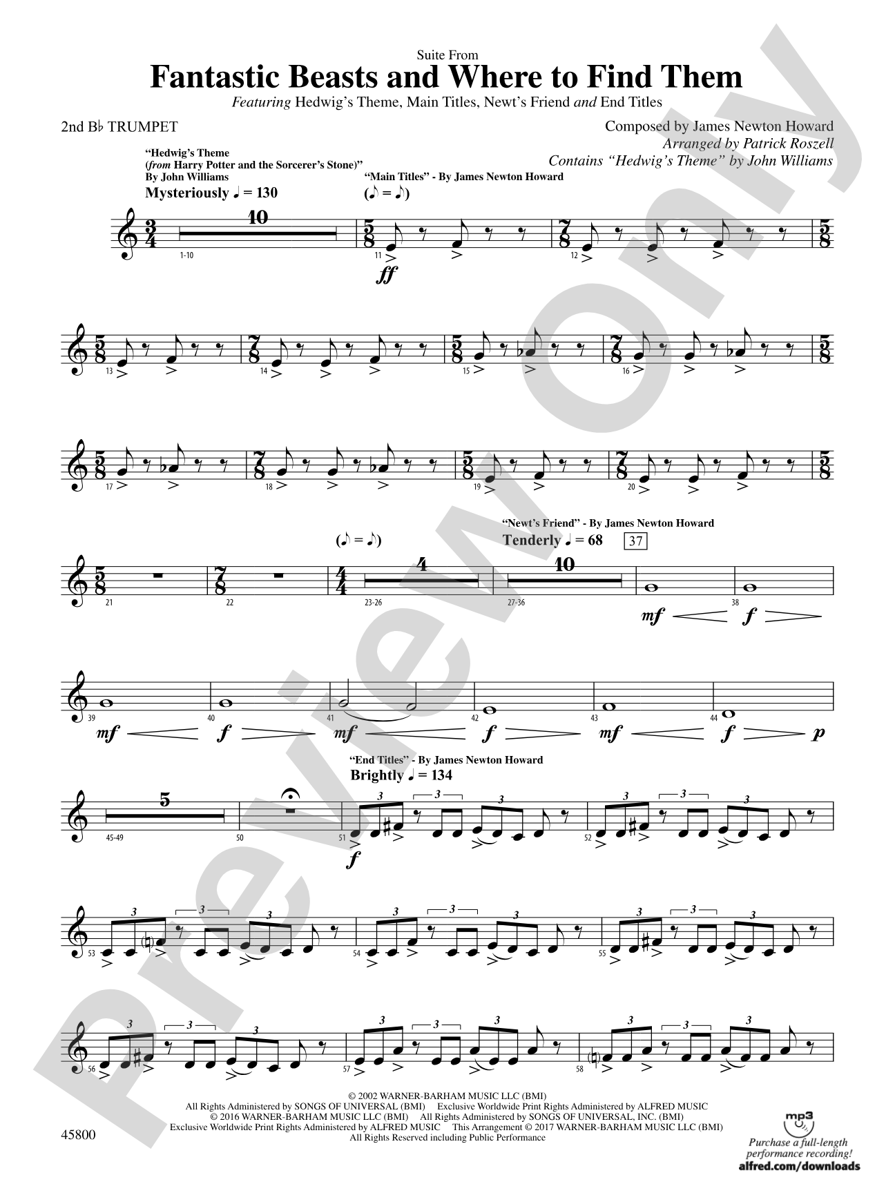 Suite from Fantastic Beasts and Where to Find Them: 2nd B-flat Trumpet