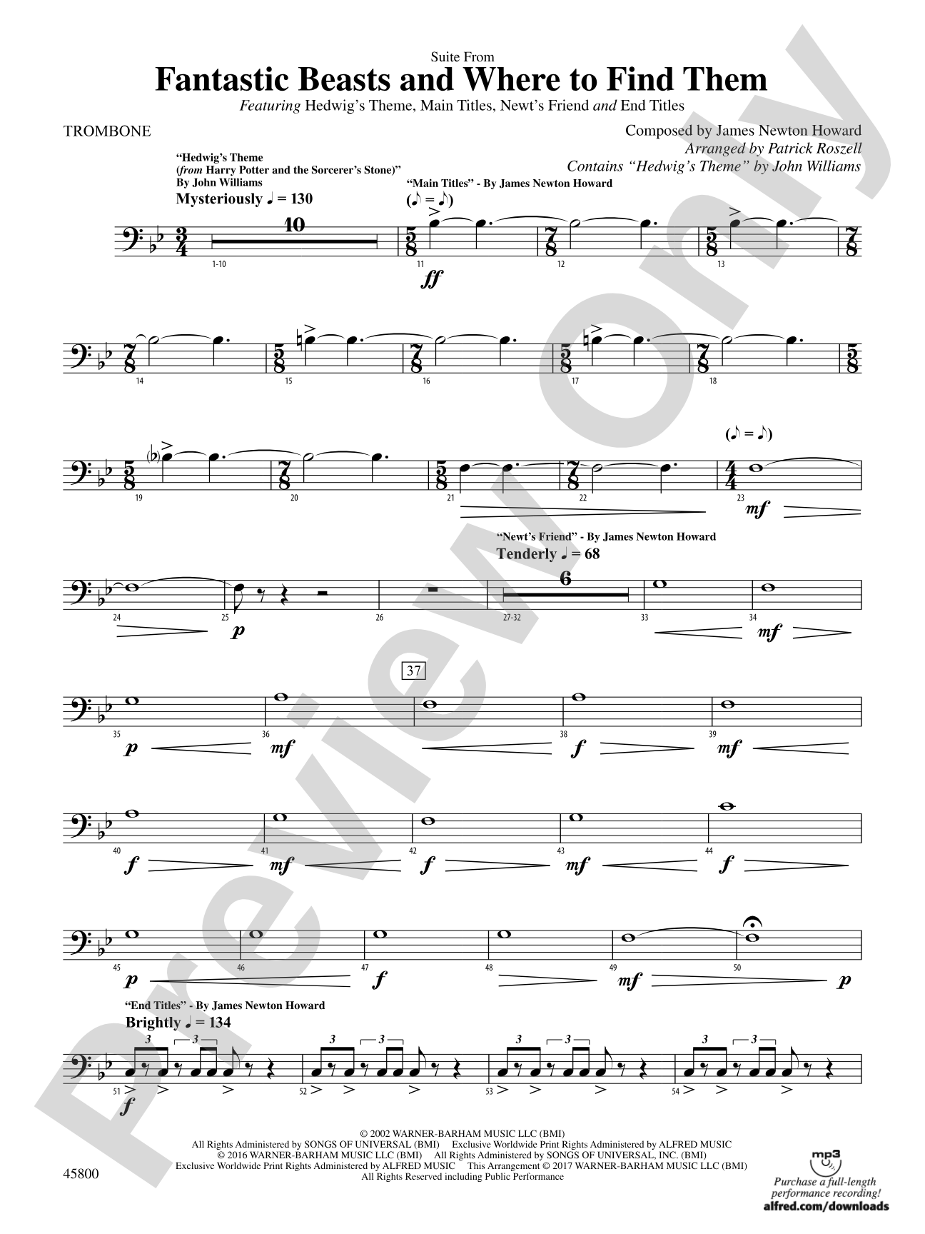 Suite from Fantastic Beasts and Where to Find Them: 1st Trombone