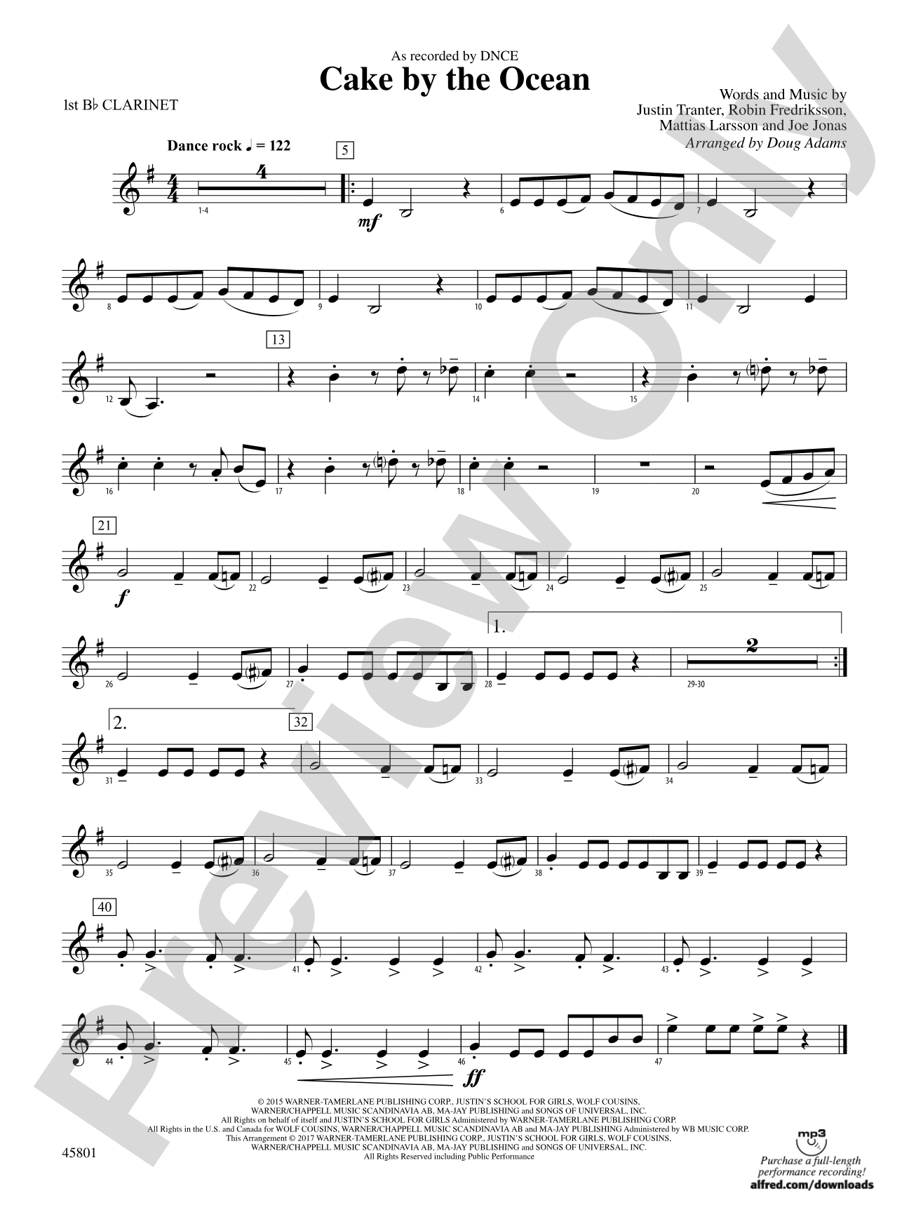 Cake by the Ocean: 1st B-flat Clarinet