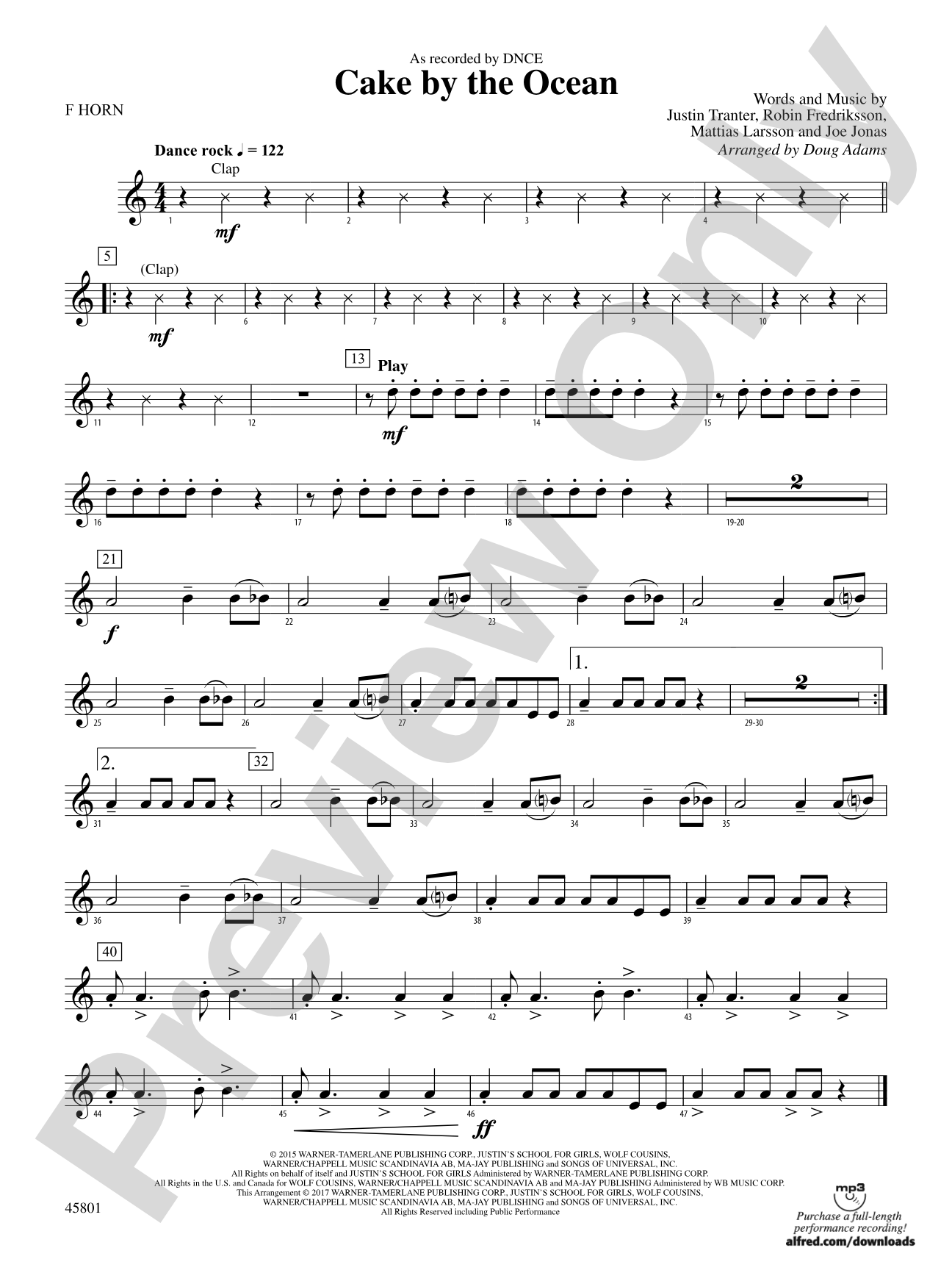 Cake by the Ocean: 1st F Horn