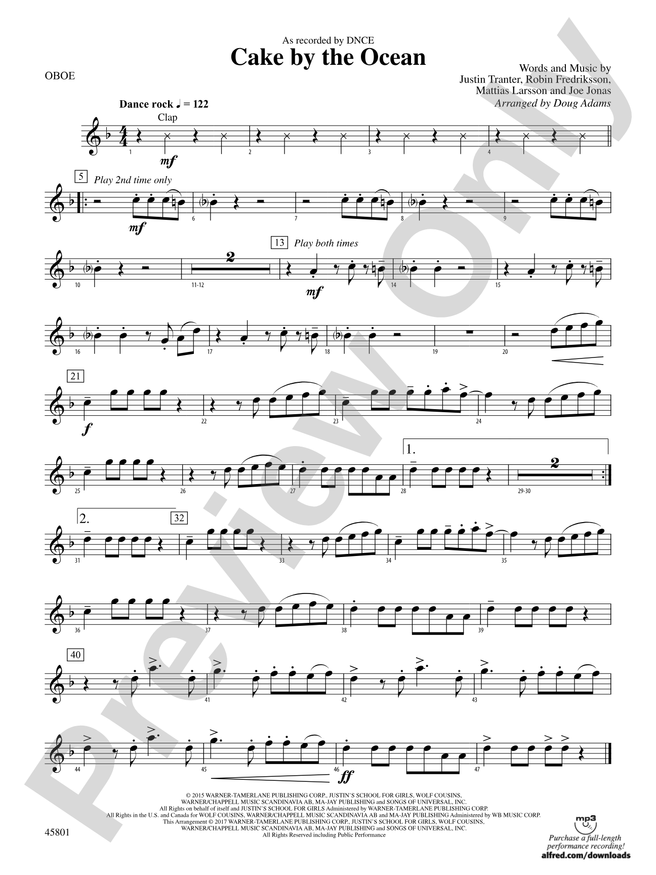 Cake by the Ocean: Oboe