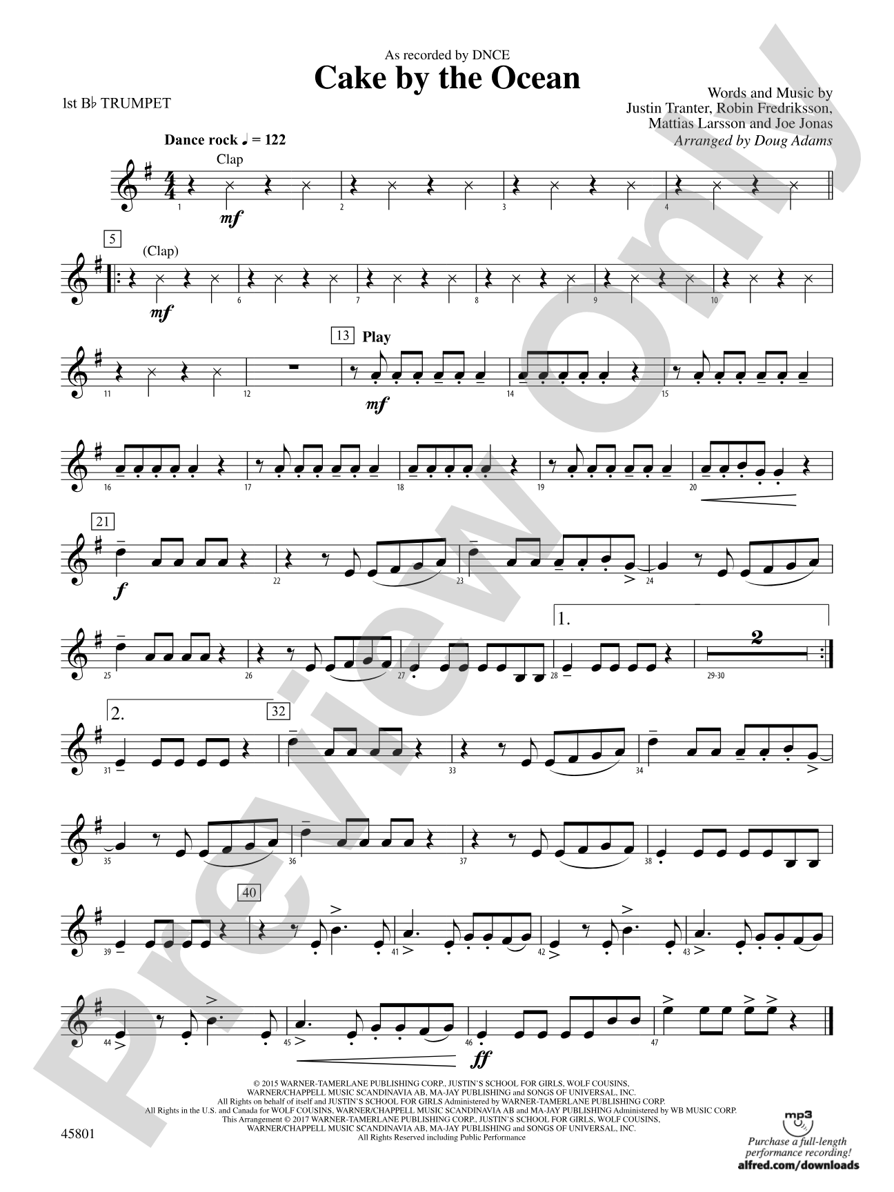 Cake by the Ocean: 1st B-flat Trumpet