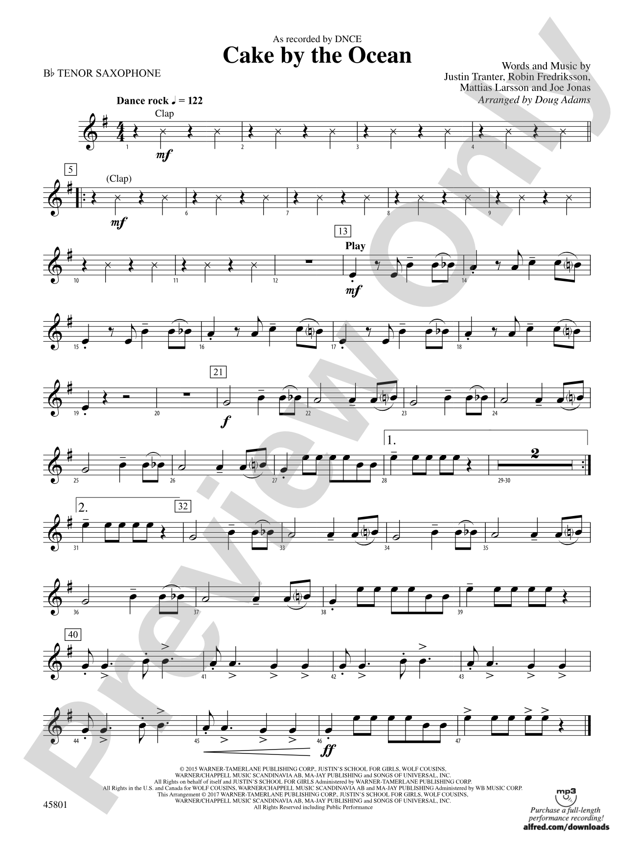 Cake by the Ocean: B-flat Tenor Saxophone