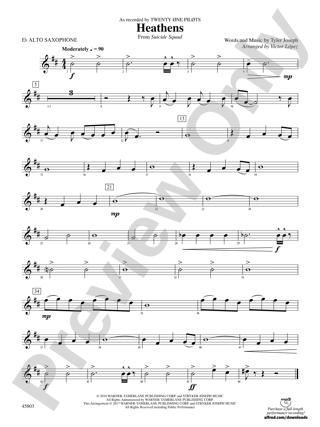 Heathens: E-flat Alto Saxophone