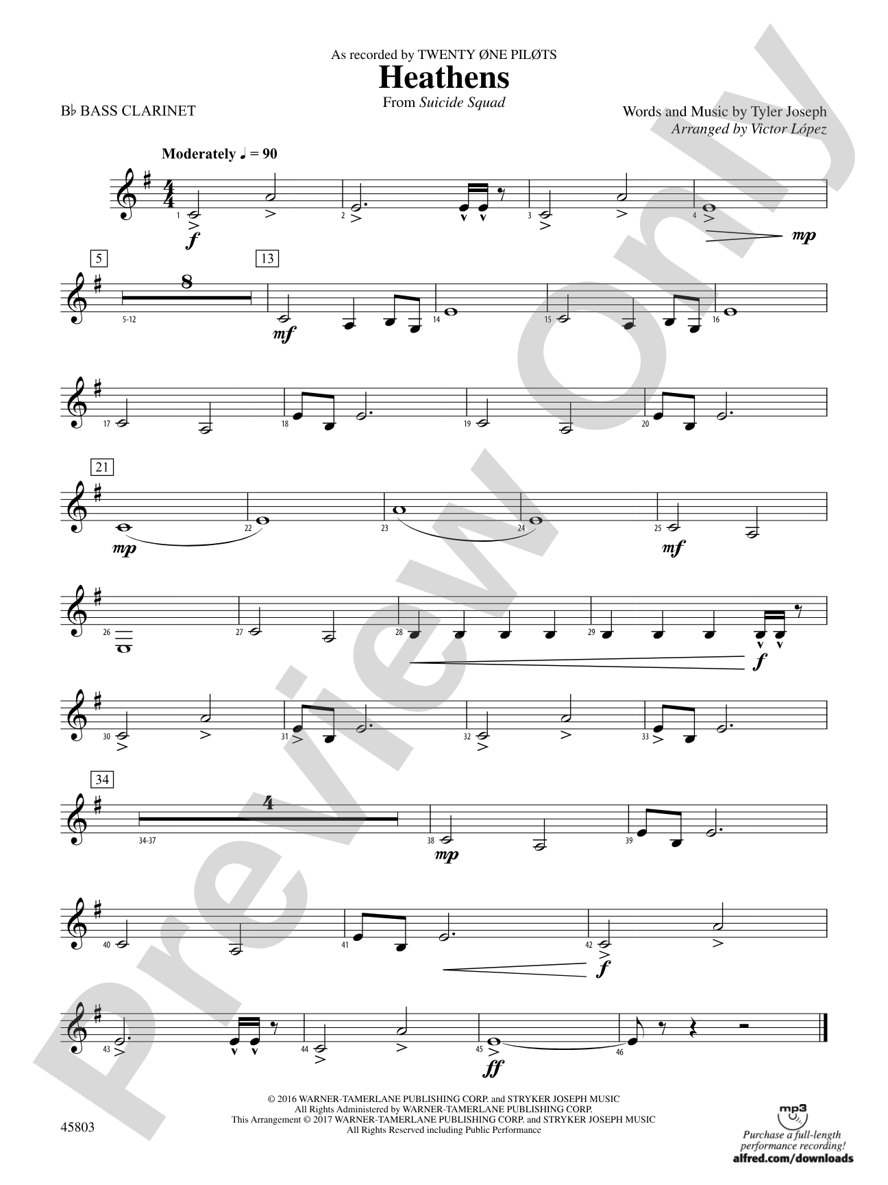 Heathens: B-flat Bass Clarinet