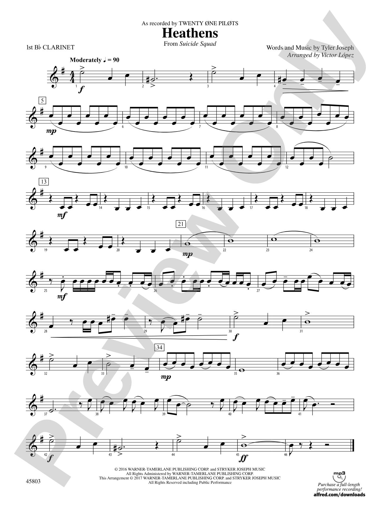 Heathens: 1st B-flat Clarinet