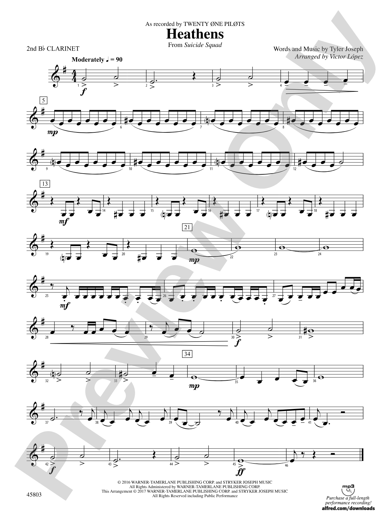 Heathens: 2nd B-flat Clarinet