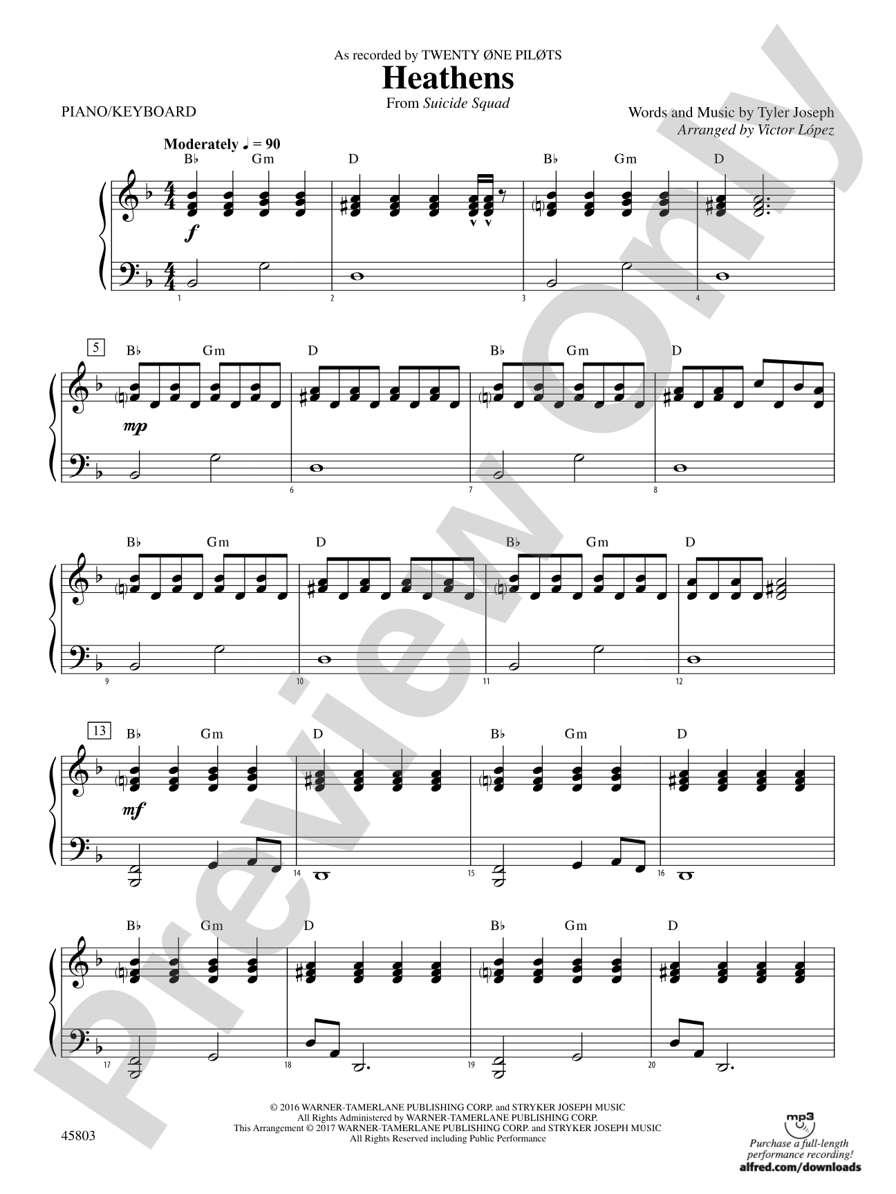 Heathens: Piano Accompaniment