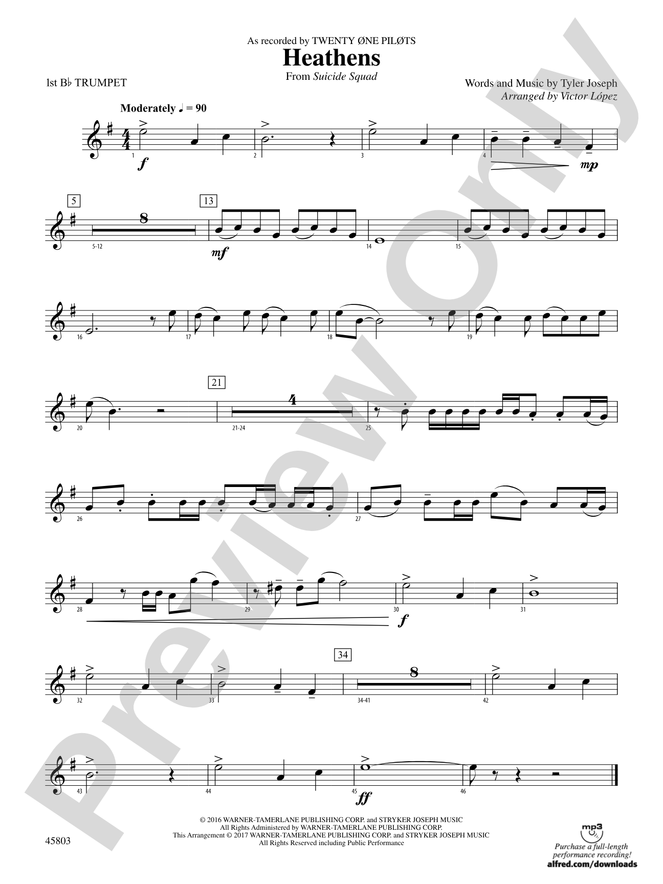 Heathens: 1st B-flat Trumpet