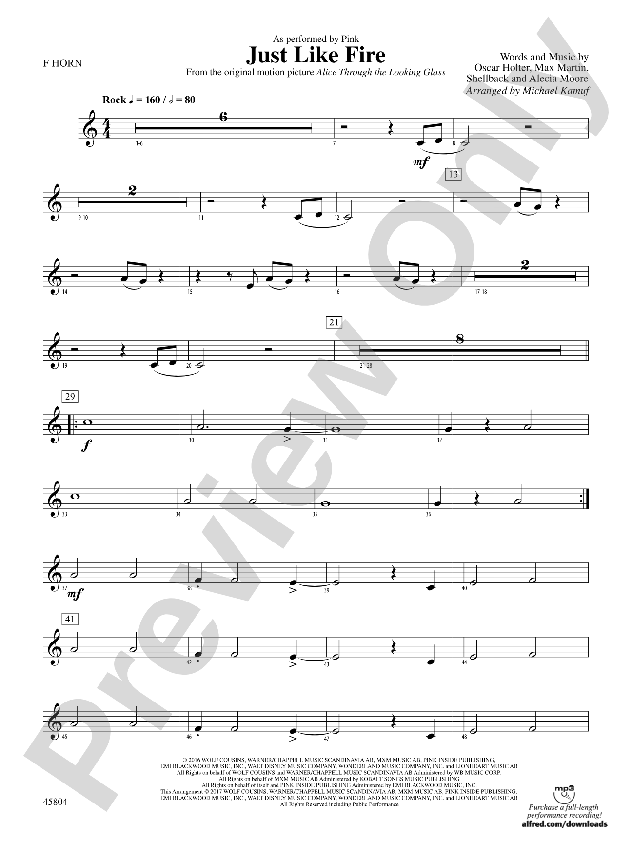 Just Like Fire: 1st F Horn