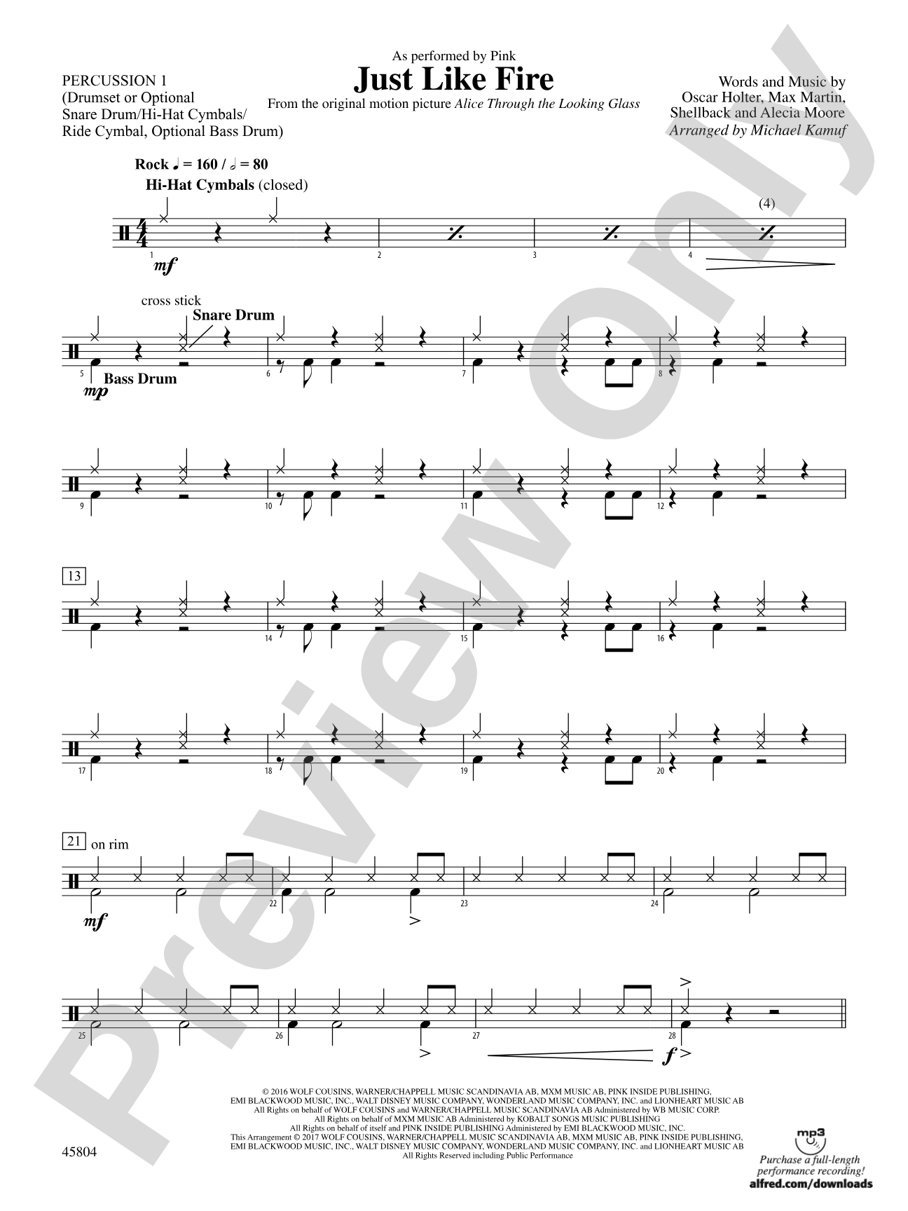 Just Like Fire: 1st Percussion