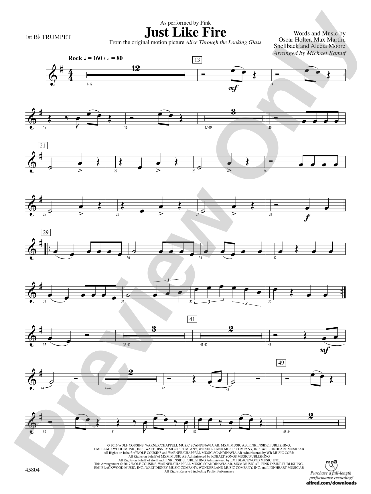 Just Like Fire: 1st B-flat Trumpet