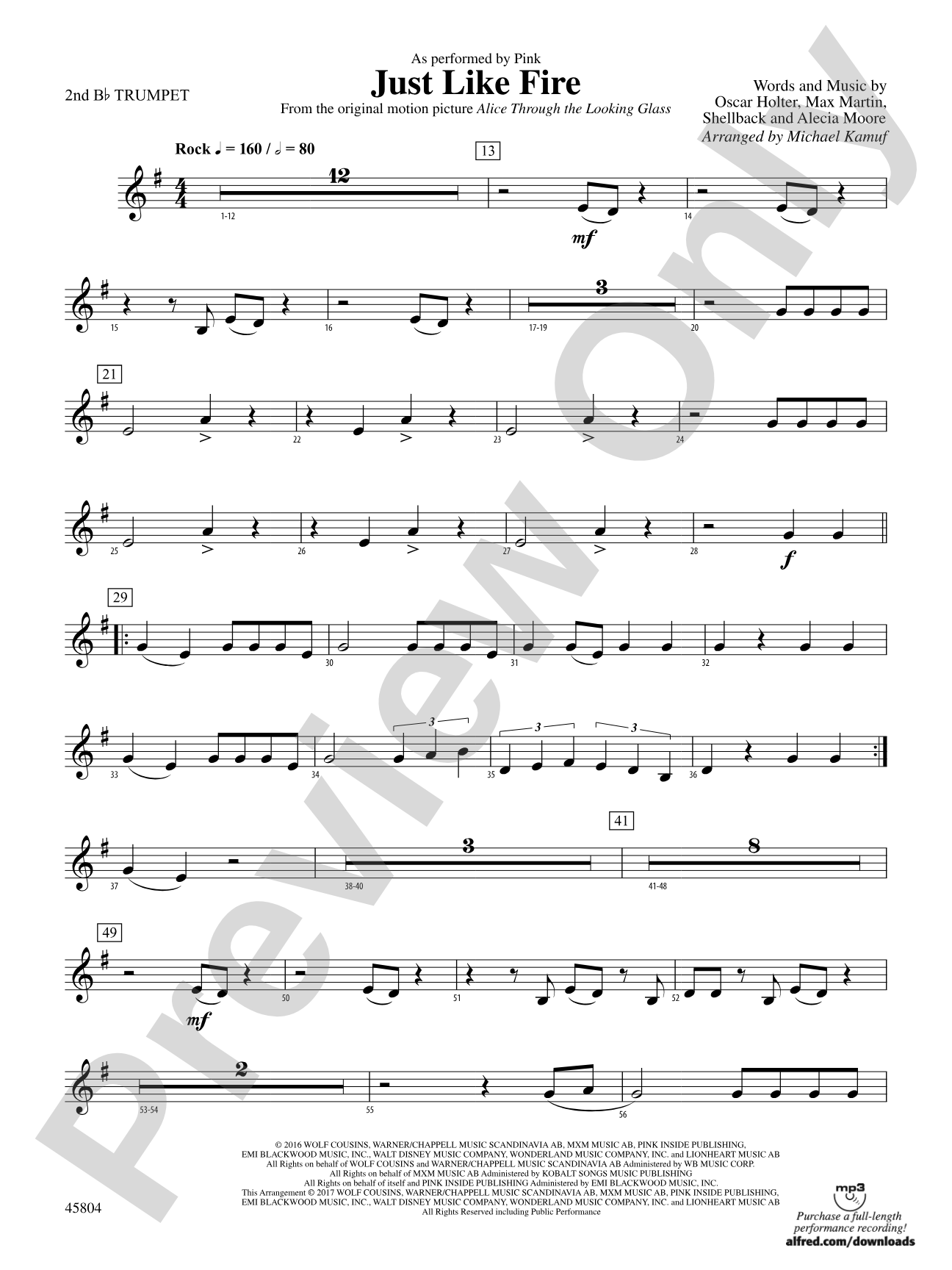 Just Like Fire: 2nd B-flat Trumpet