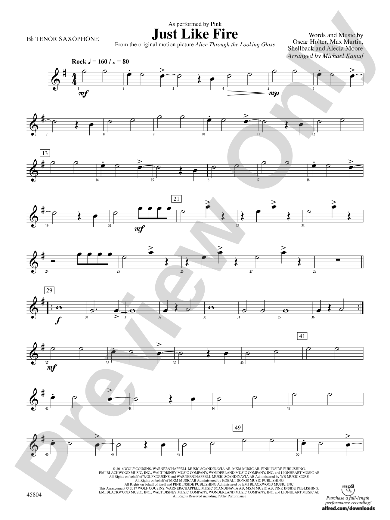 Just Like Fire: B-flat Tenor Saxophone