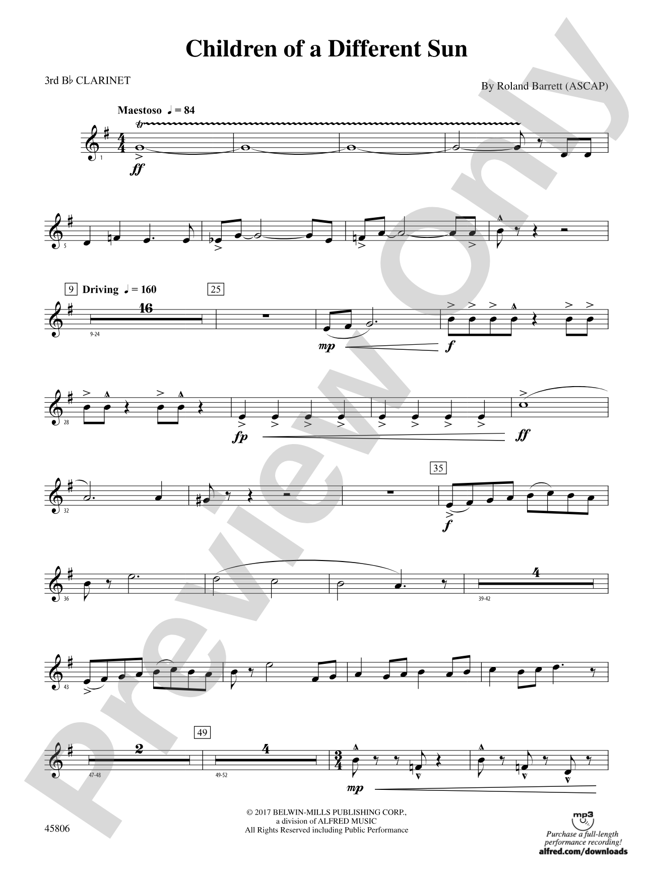 Children of a Different Sun: 3rd B-flat Clarinet
