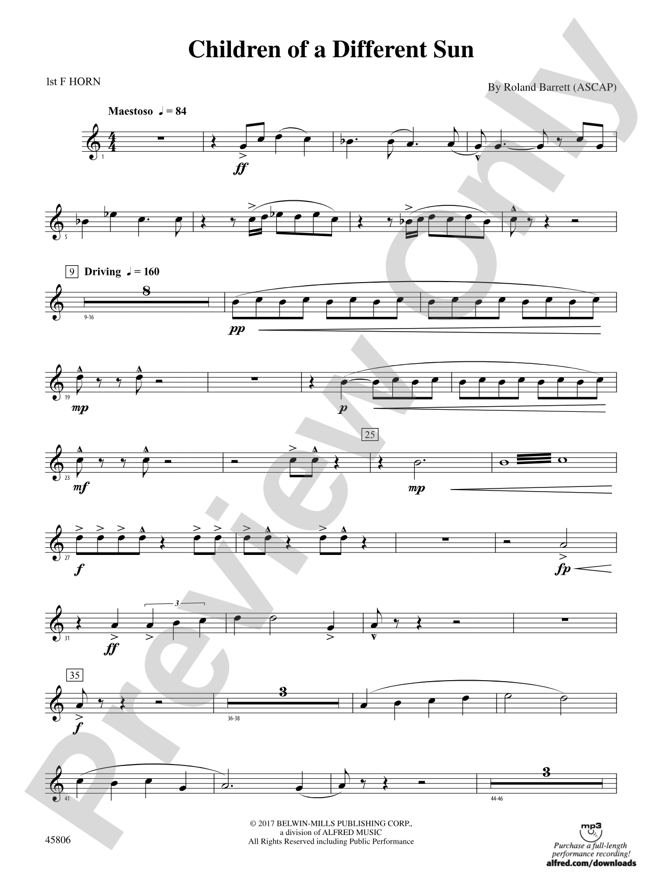 Children of a Different Sun: 1st F Horn