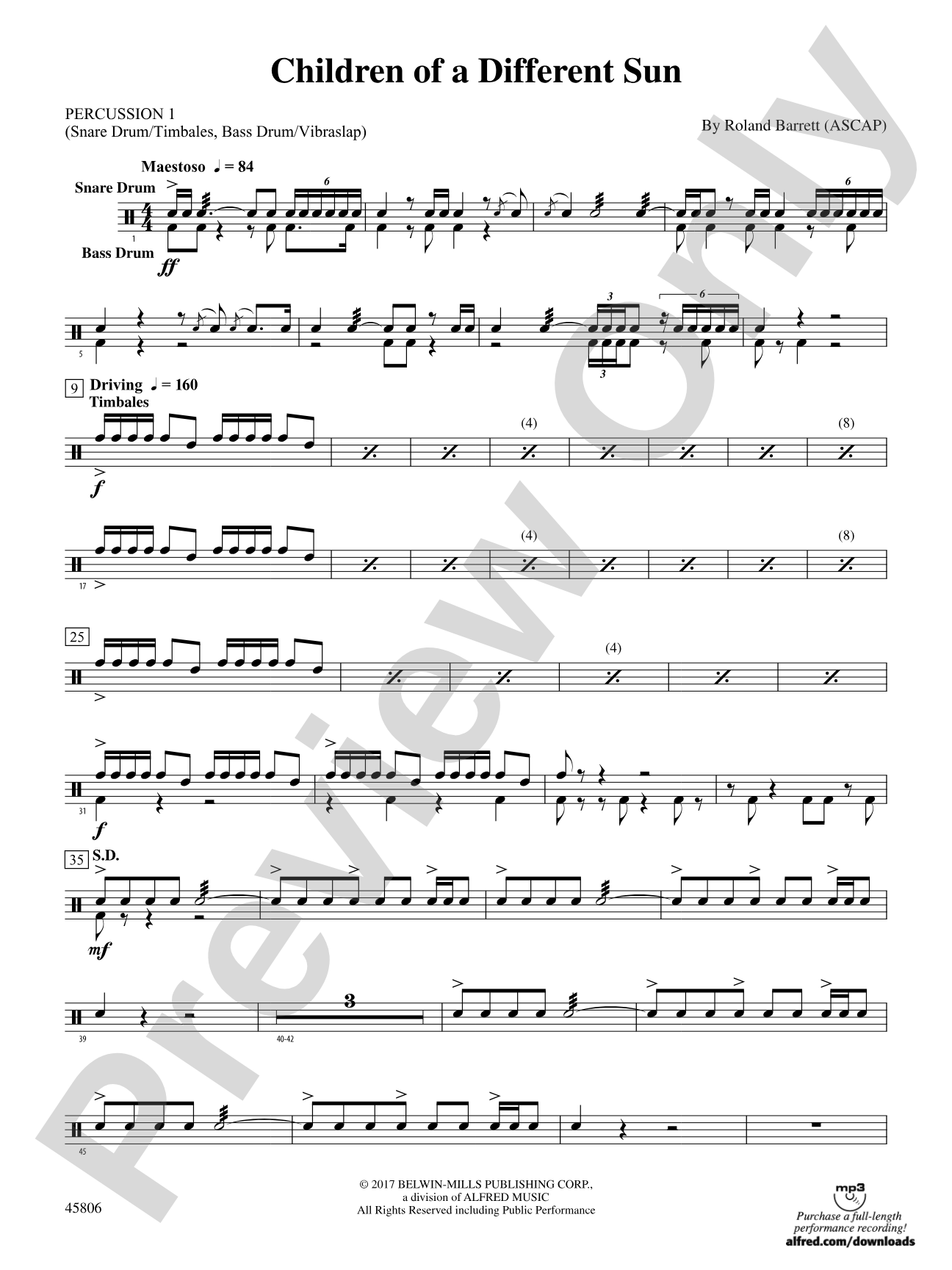 Children of a Different Sun: 1st Percussion